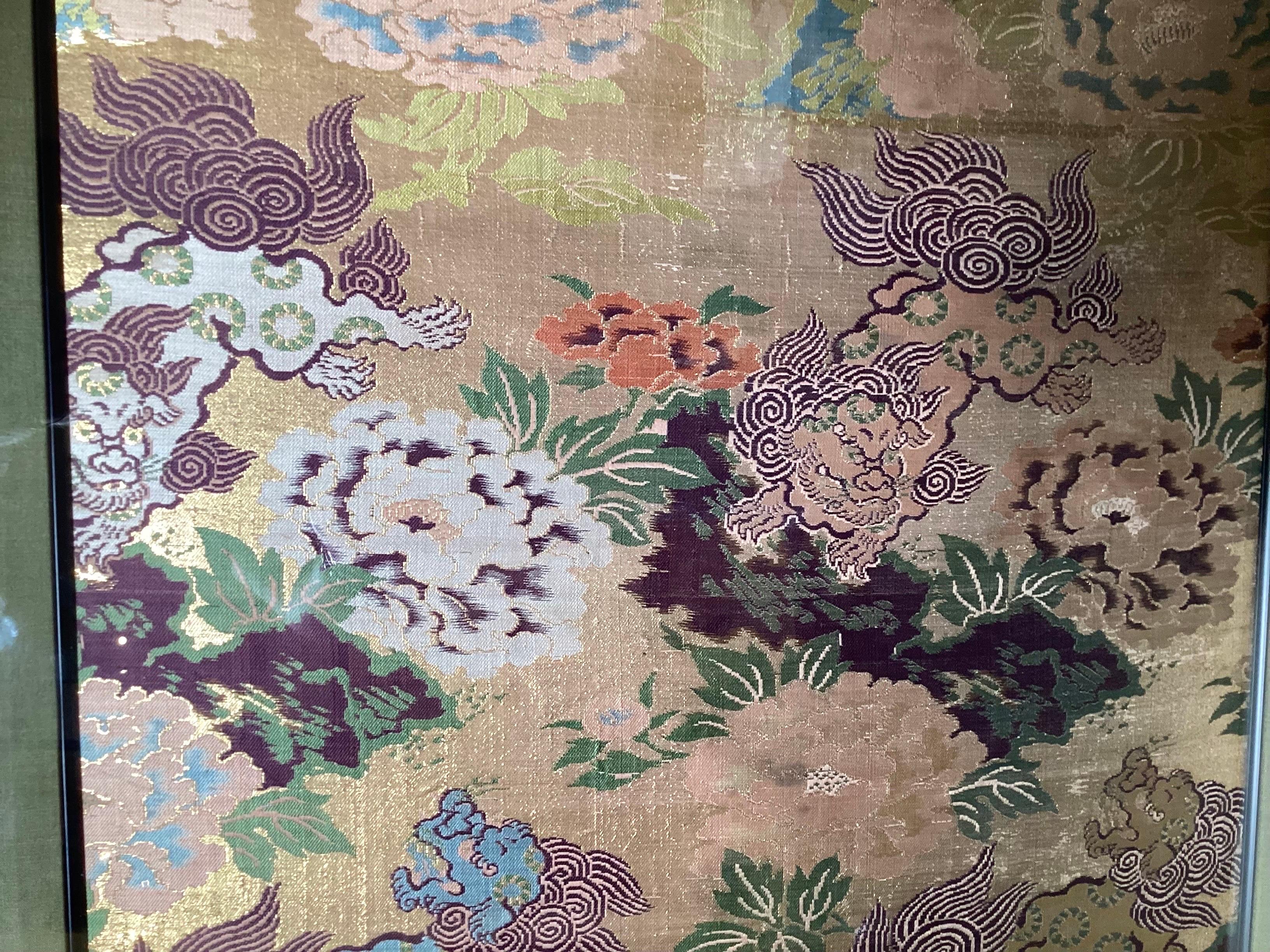 Pair of Japanese Silk Brocade Framed Panels 4