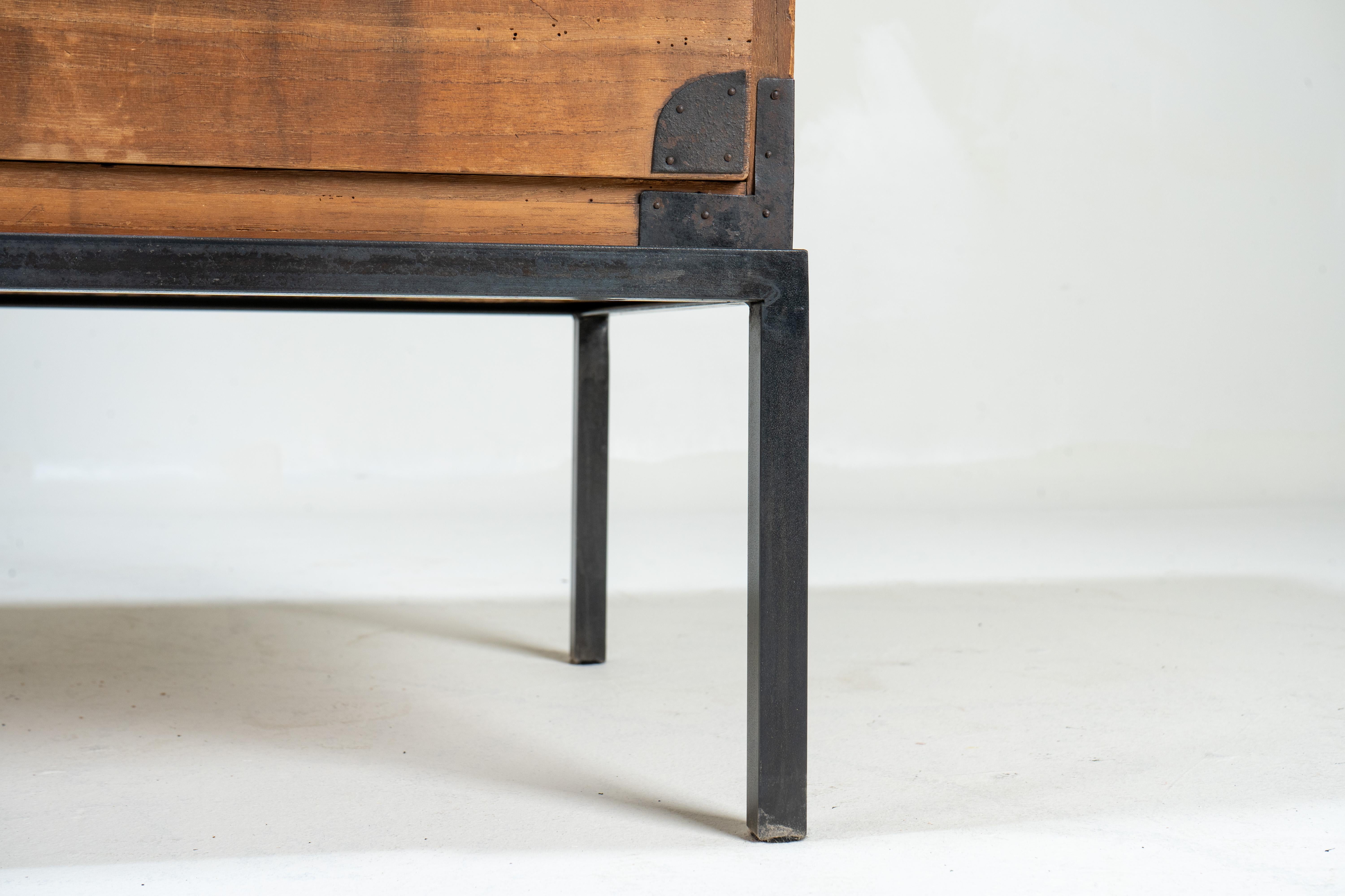 Fir A Pair of Japanese Tansu Chests on a Metal Stand