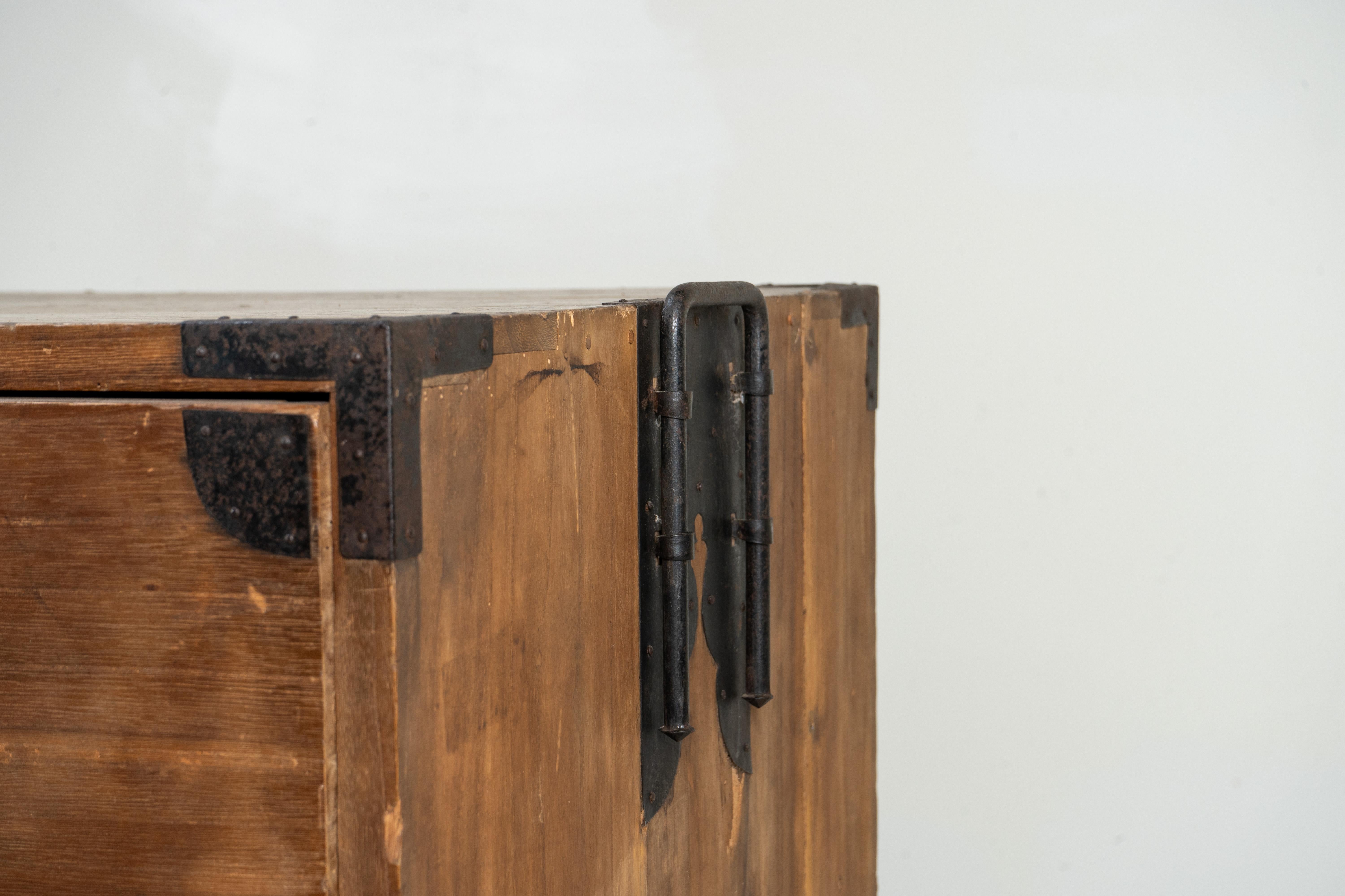 A Pair of Japanese Tansu Chests on a Metal Stand 2