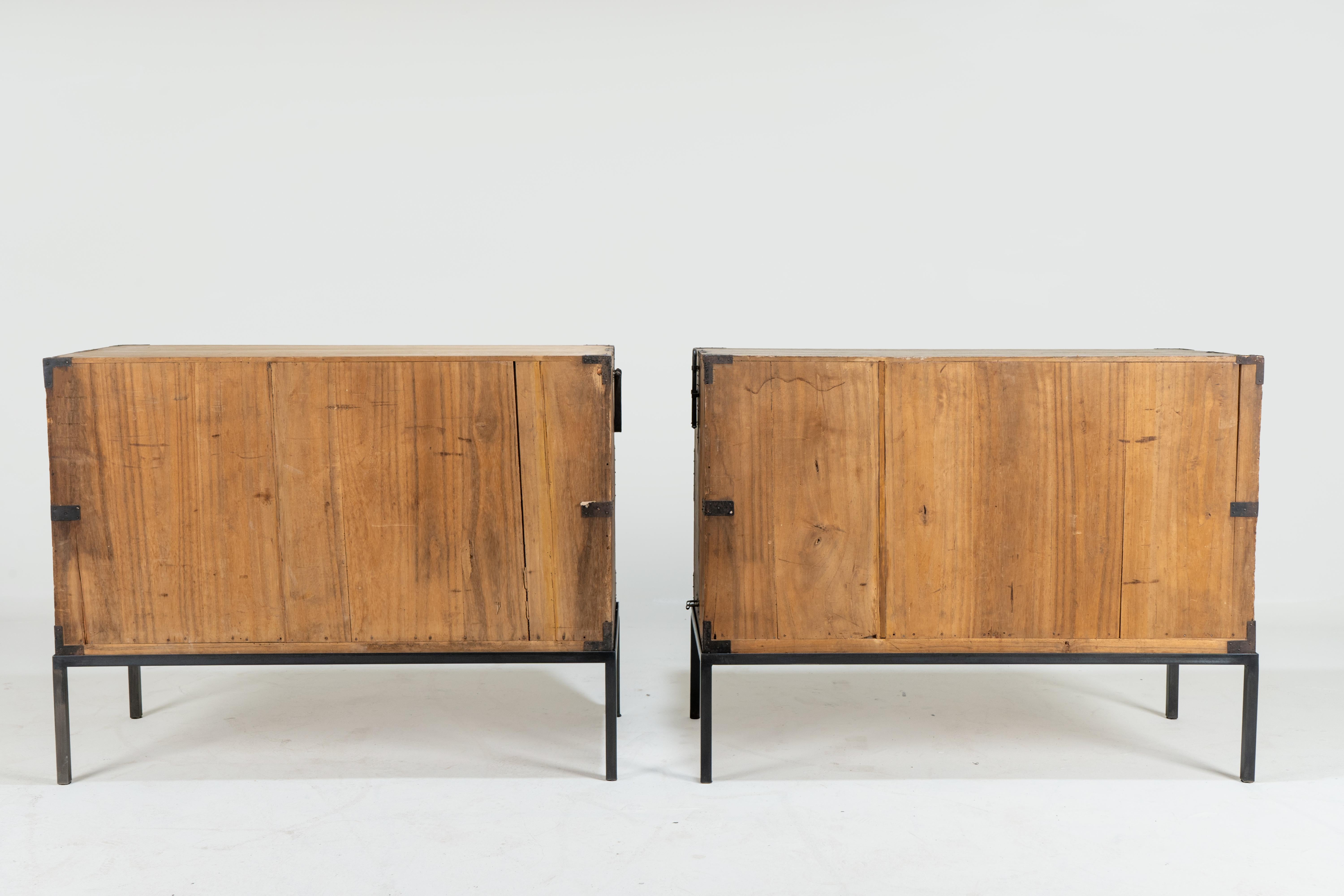 A Pair of Japanese Tansu Chests on a Metal Stand 4