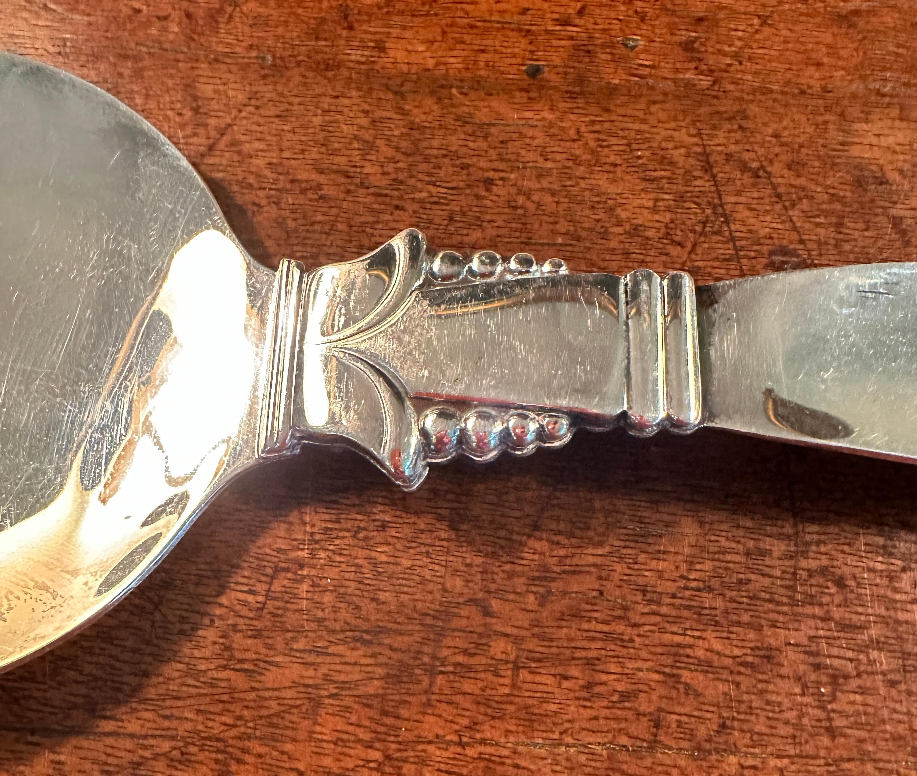 American A Pair of Jensen Style Serving Spoons, stately sized For Sale