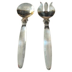 A Pair of Jensen Style Serving Spoons, stately sized