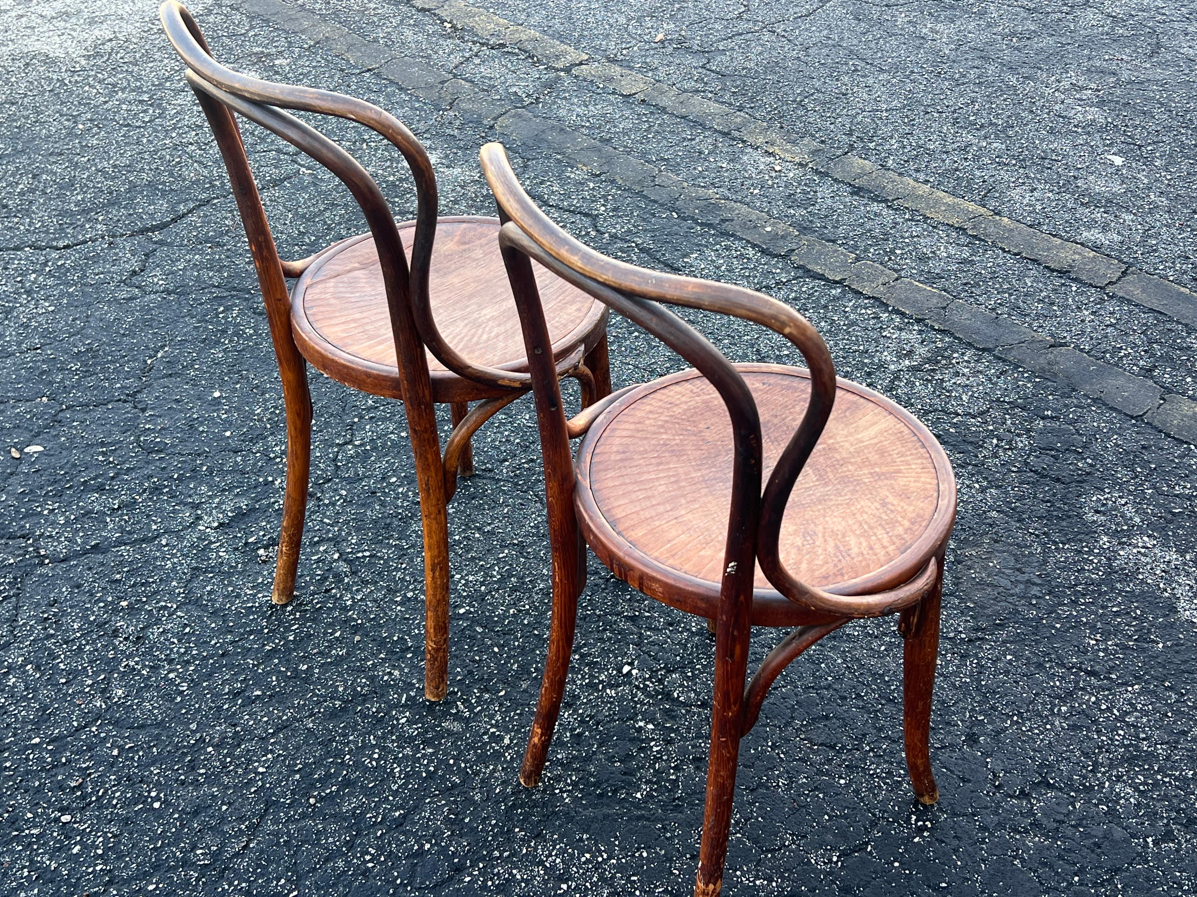 Beech A Pair of J&J Jacob & Josef Kohn Bentwood Chairs Ca' 1890 Patina !