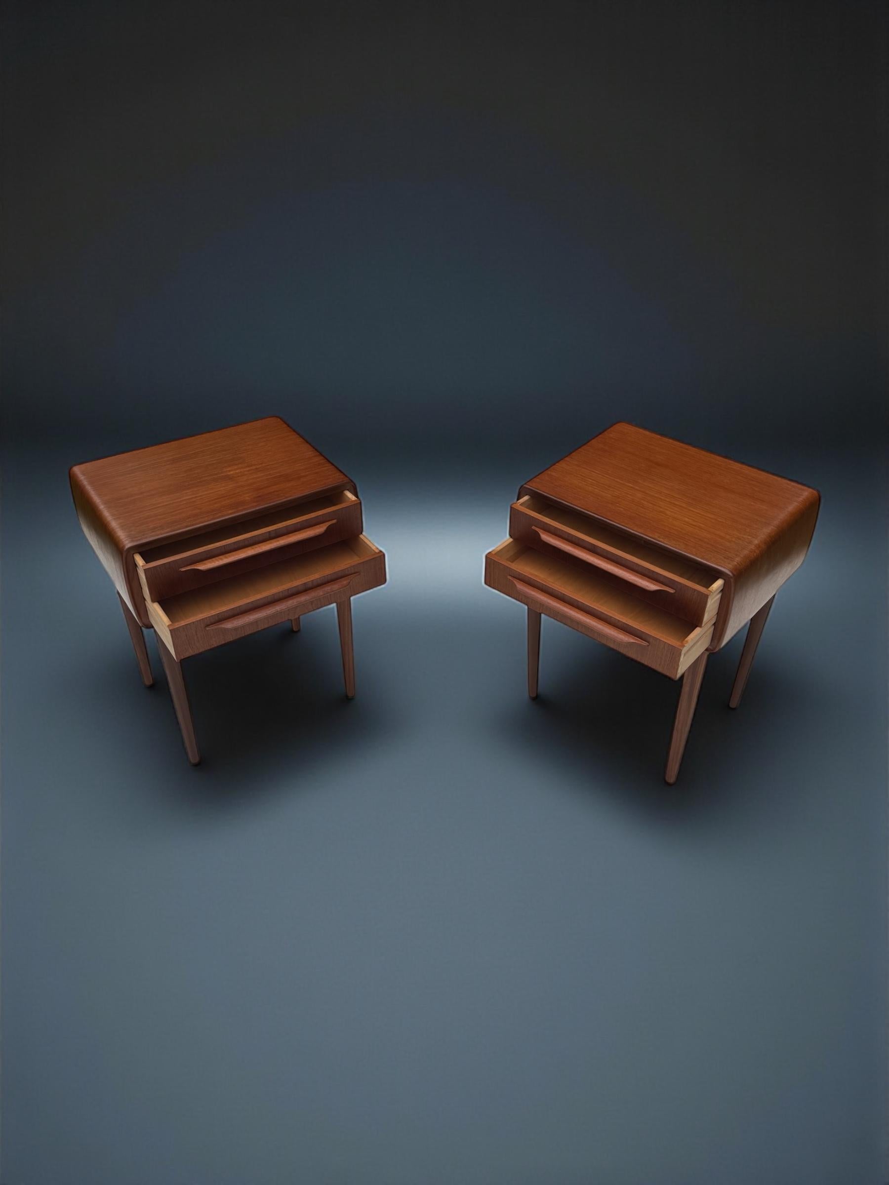 Danish A Pair of Johannes Andersen Nights Stands in Teak, Denmark 1960's For Sale