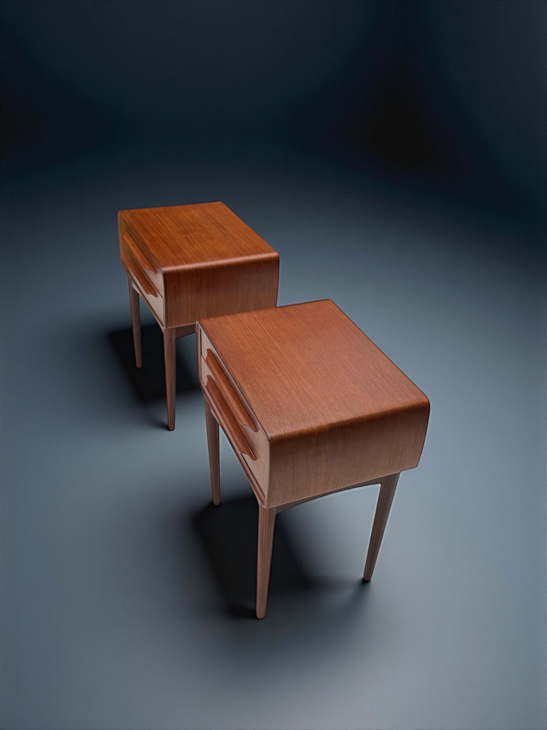 Mid-20th Century A Pair of Johannes Andersen Nights Stands in Teak, Denmark 1960's For Sale