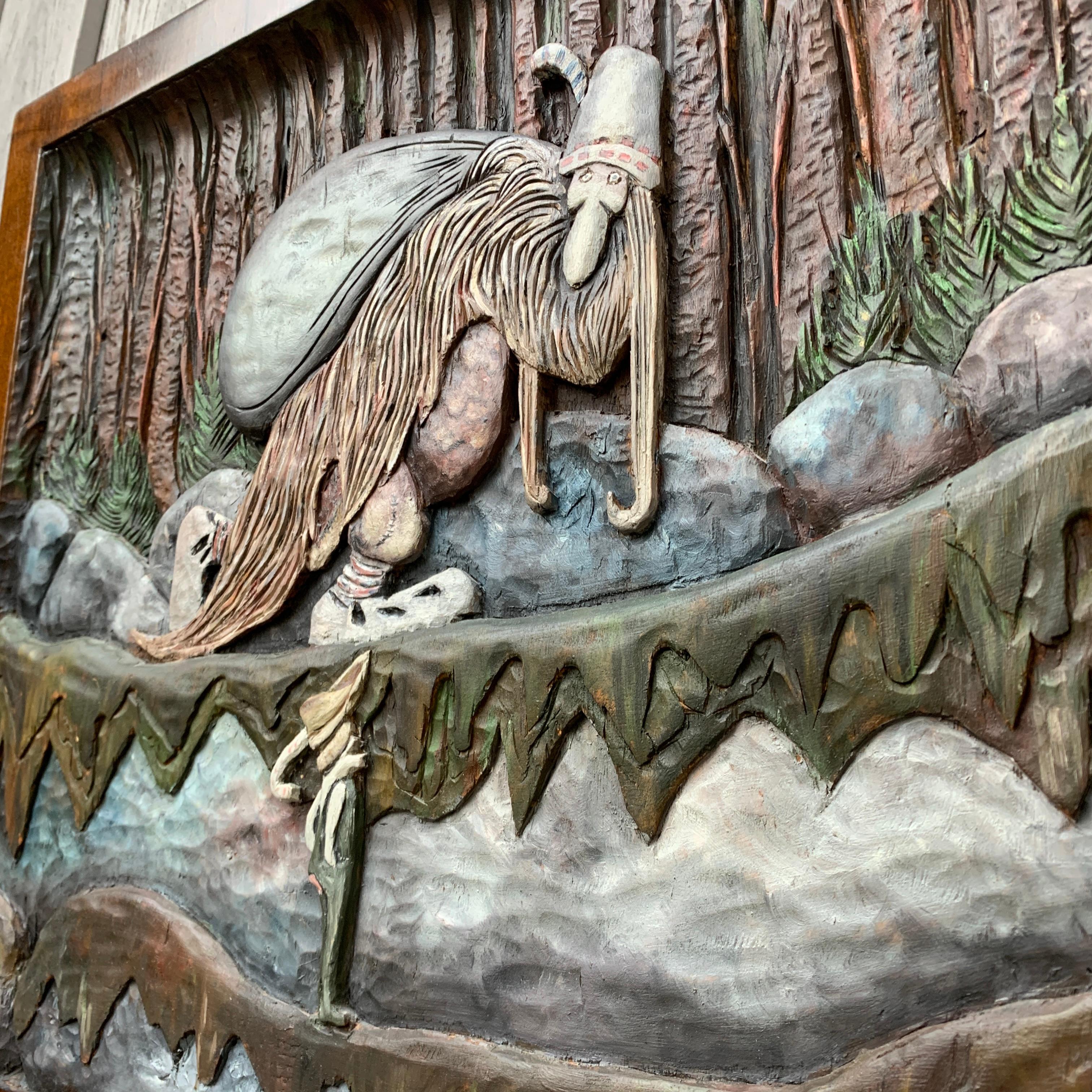 Bouleau Paire de sculptures murales en bois sculptées de John Bauer en vente