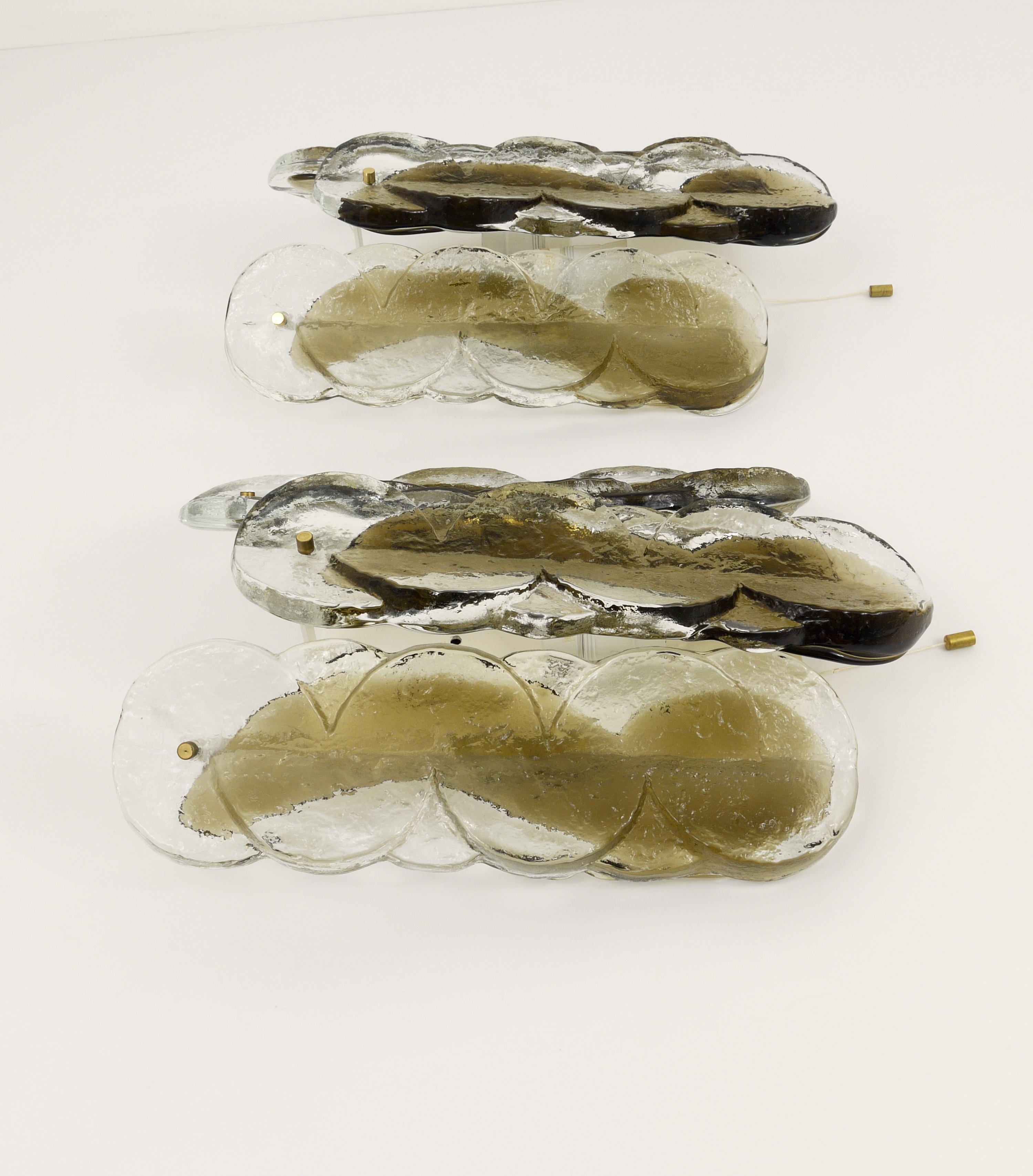 Ein Paar von J.T. Kalmar Citrus Swirl Eisglas Wandleuchten, Österreich, 1970er Jahre im Angebot 4