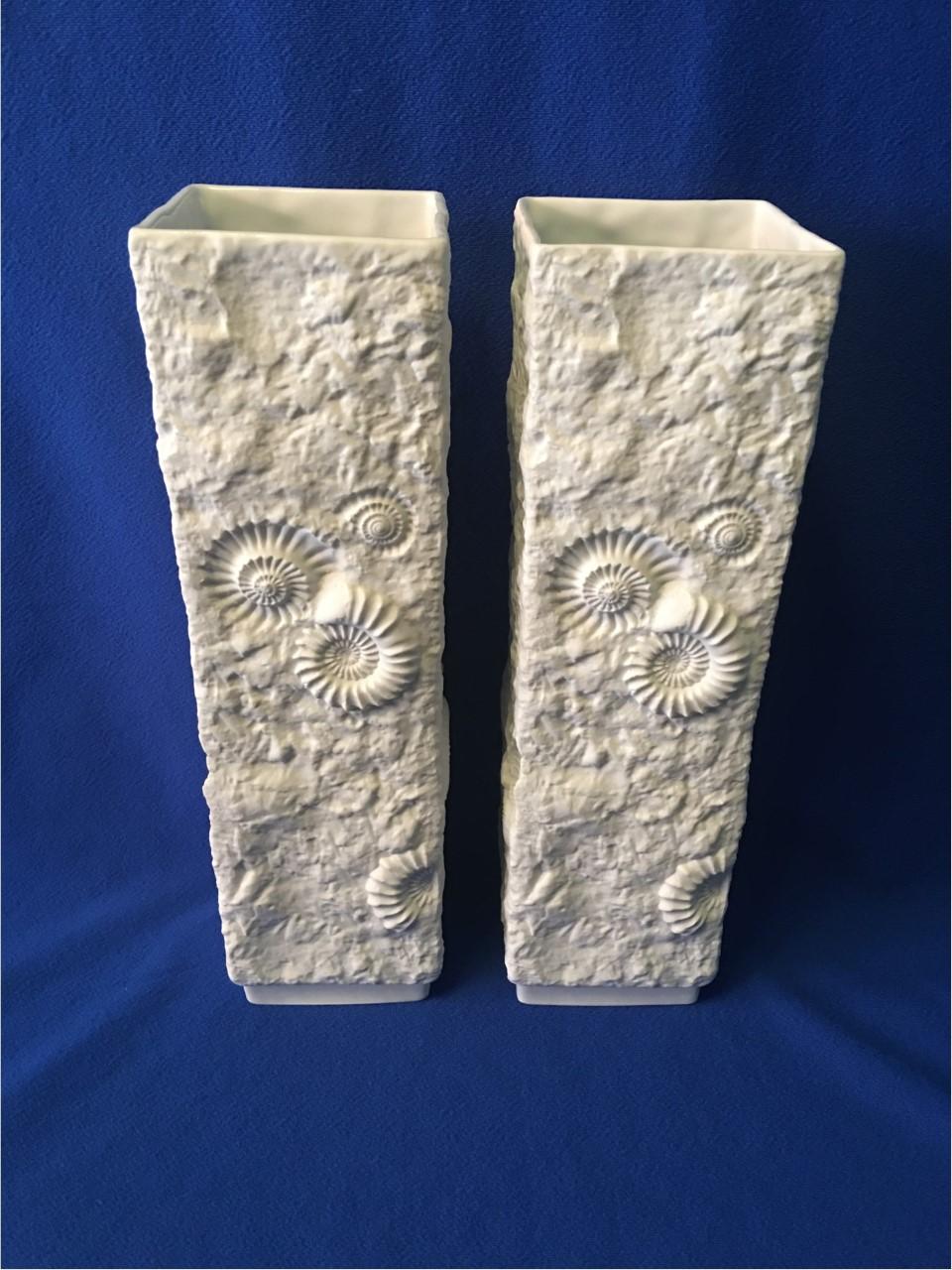  A pair of Kaiser Large White Fossil Rock Matte Porcelain from Germany In Good Condition For Sale In Frisco, TX