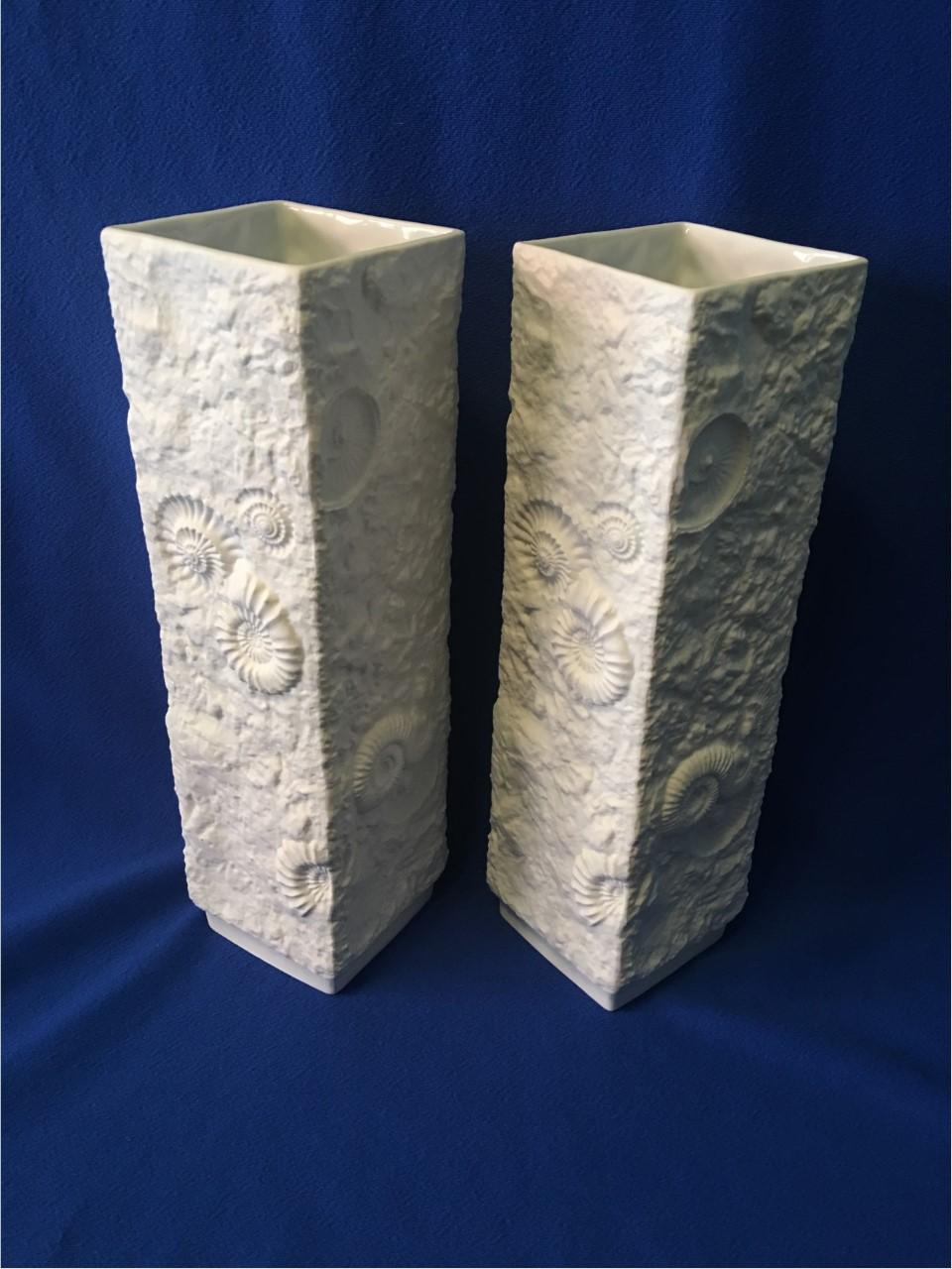 Late 20th Century  A pair of Kaiser Large White Fossil Rock Matte Porcelain from Germany For Sale