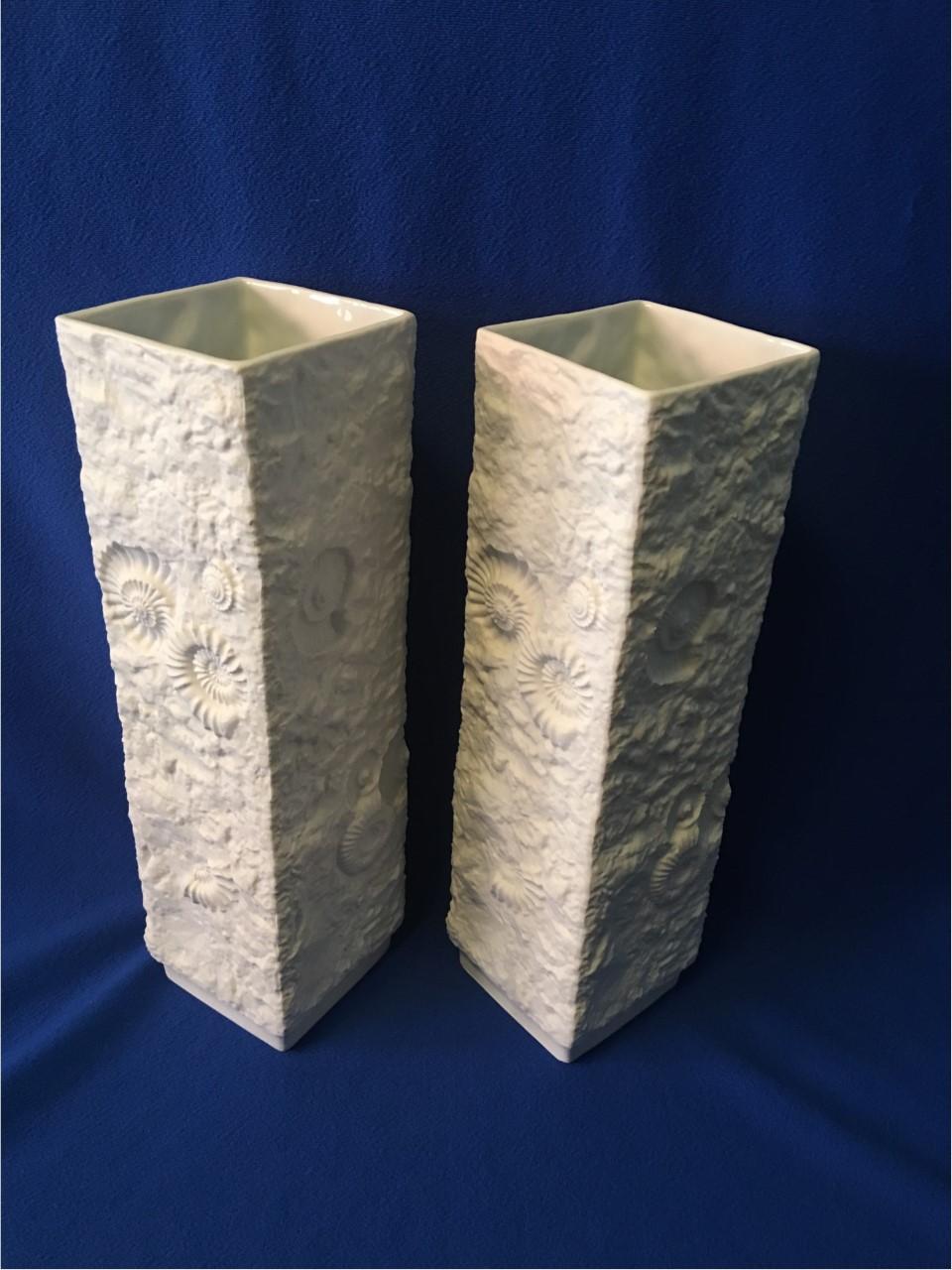  A pair of Kaiser Large White Fossil Rock Matte Porcelain from Germany For Sale 4