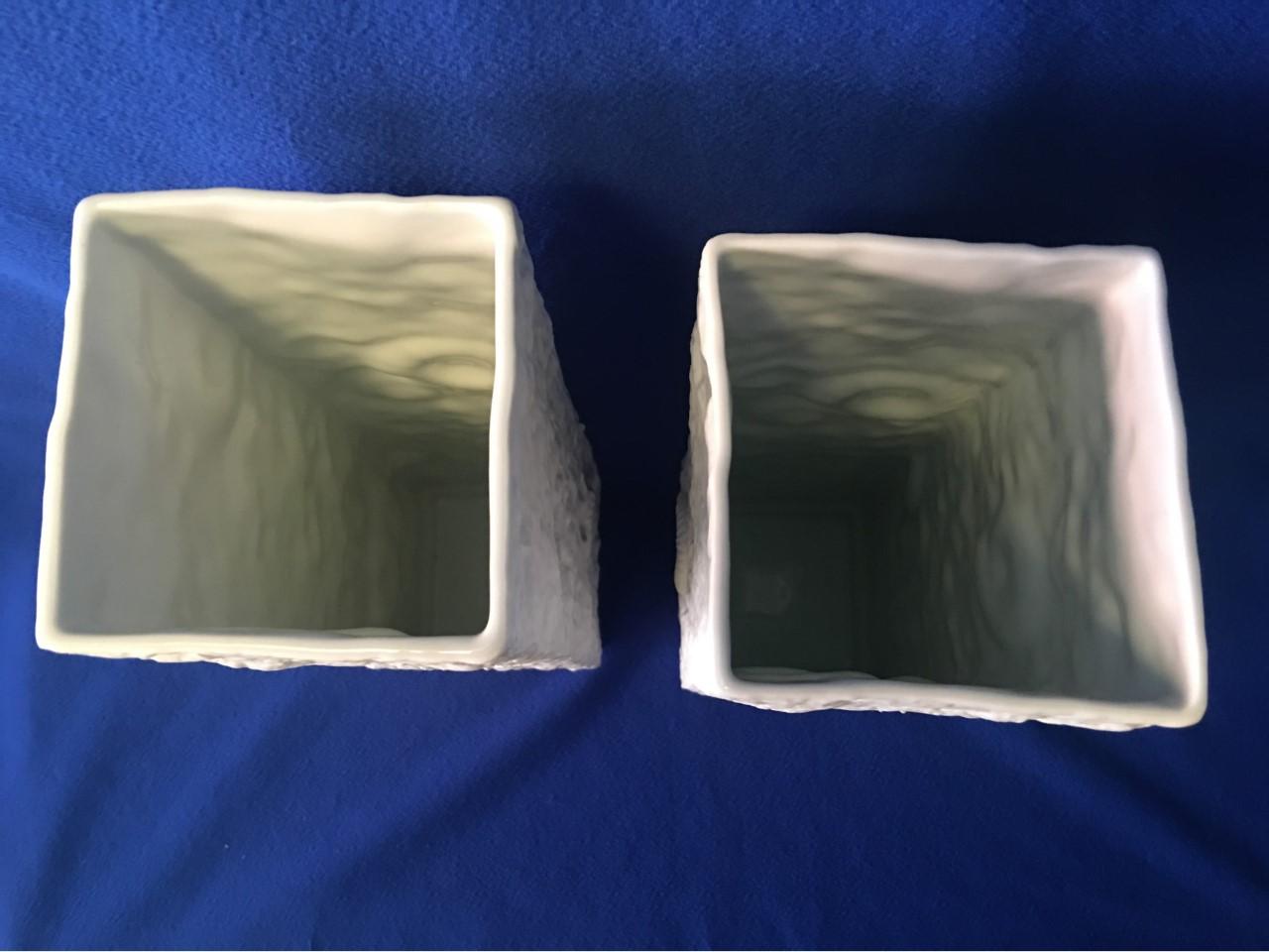  A pair of Kaiser Large White Fossil Rock Matte Porcelain from Germany For Sale 5