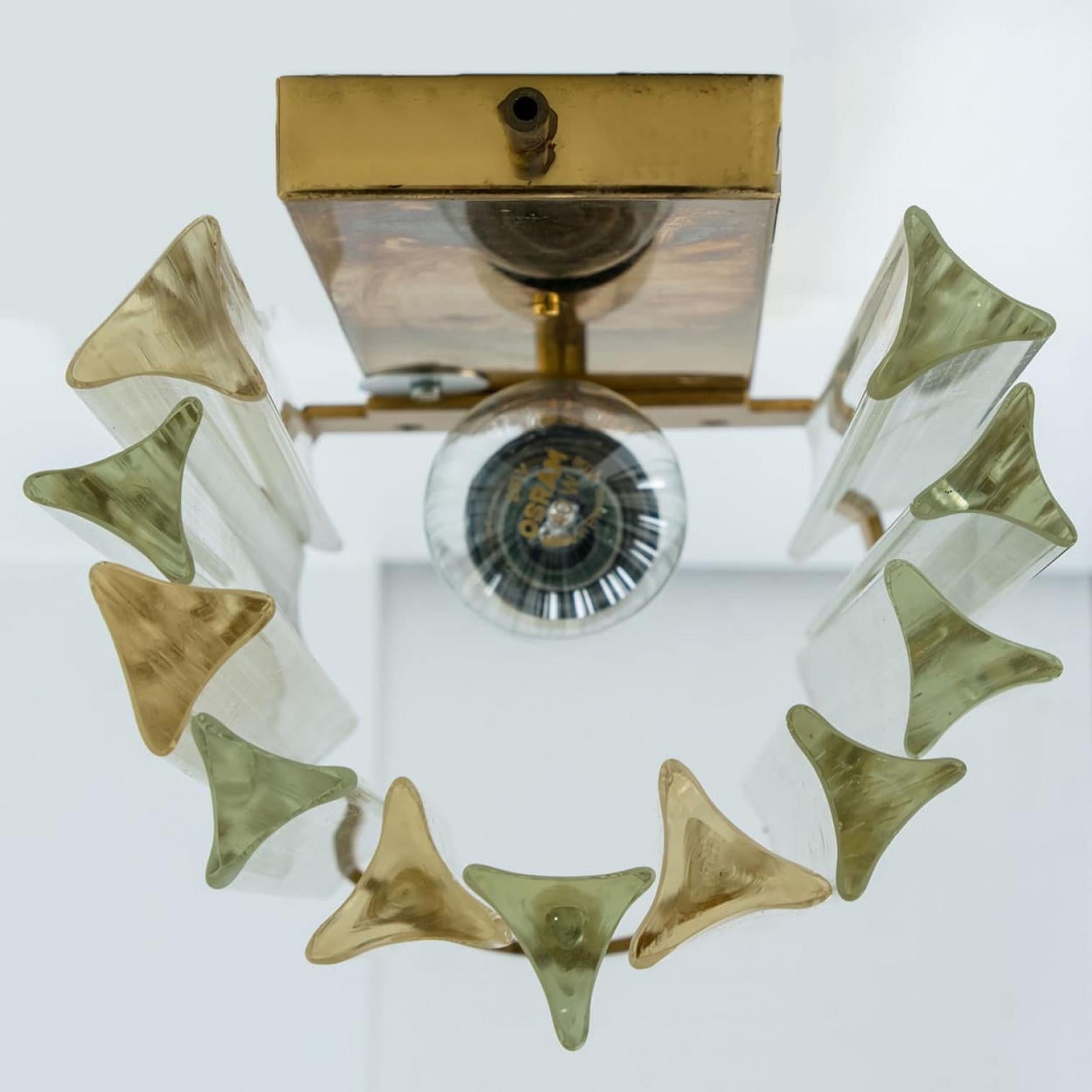20th Century A Pair of Kalmar Clear Brass Glass Wall Lights, 1970 For Sale