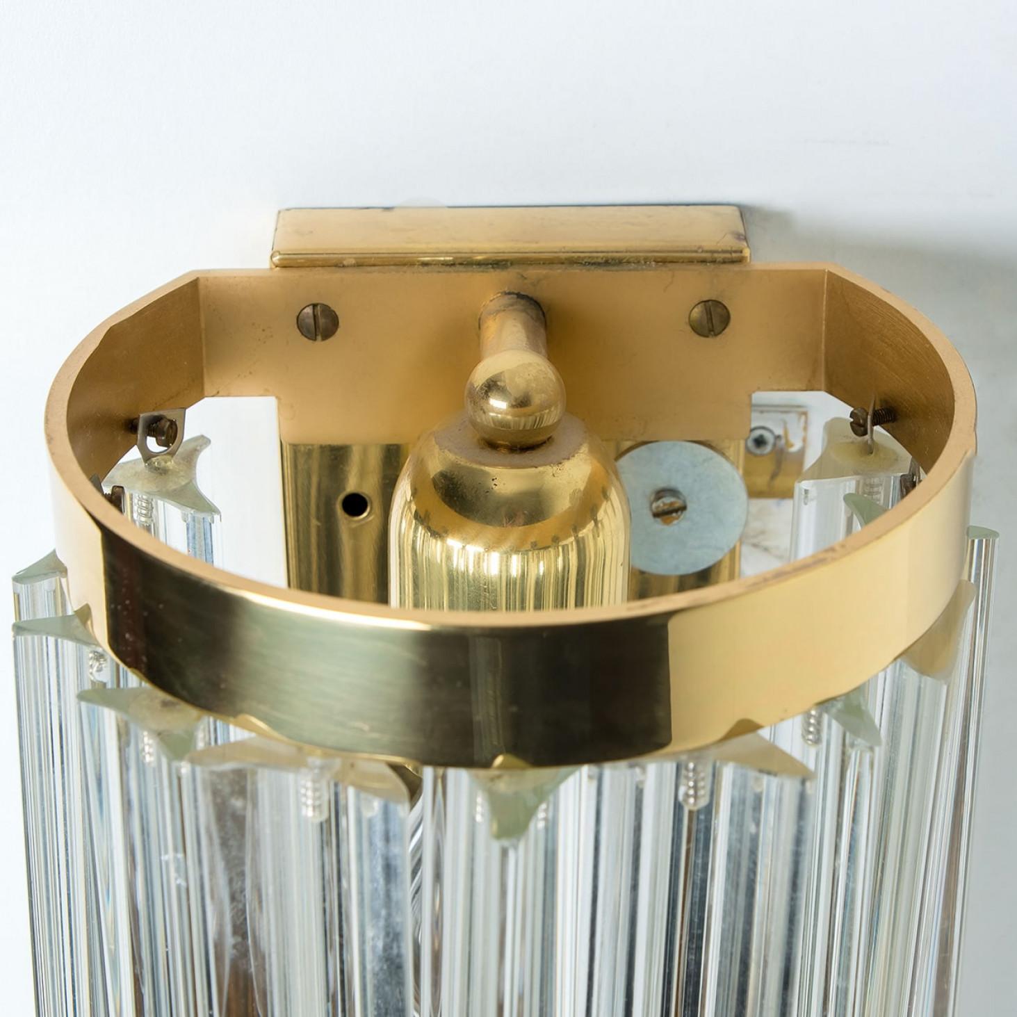 A Pair of Kalmar Clear Brass Glass Wall Lights, 1970 For Sale 1