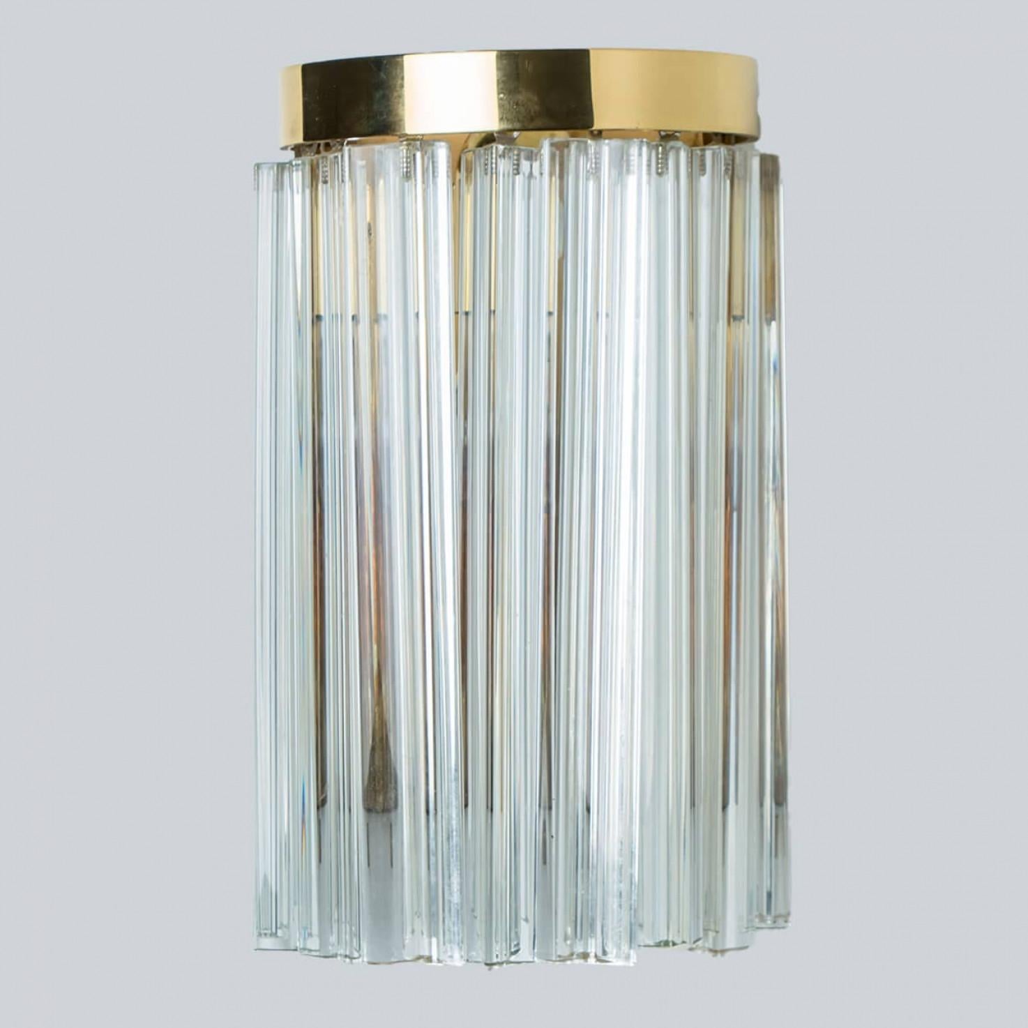 A Pair of Kalmar Clear Brass Glass Wall Lights, 1970 For Sale 2