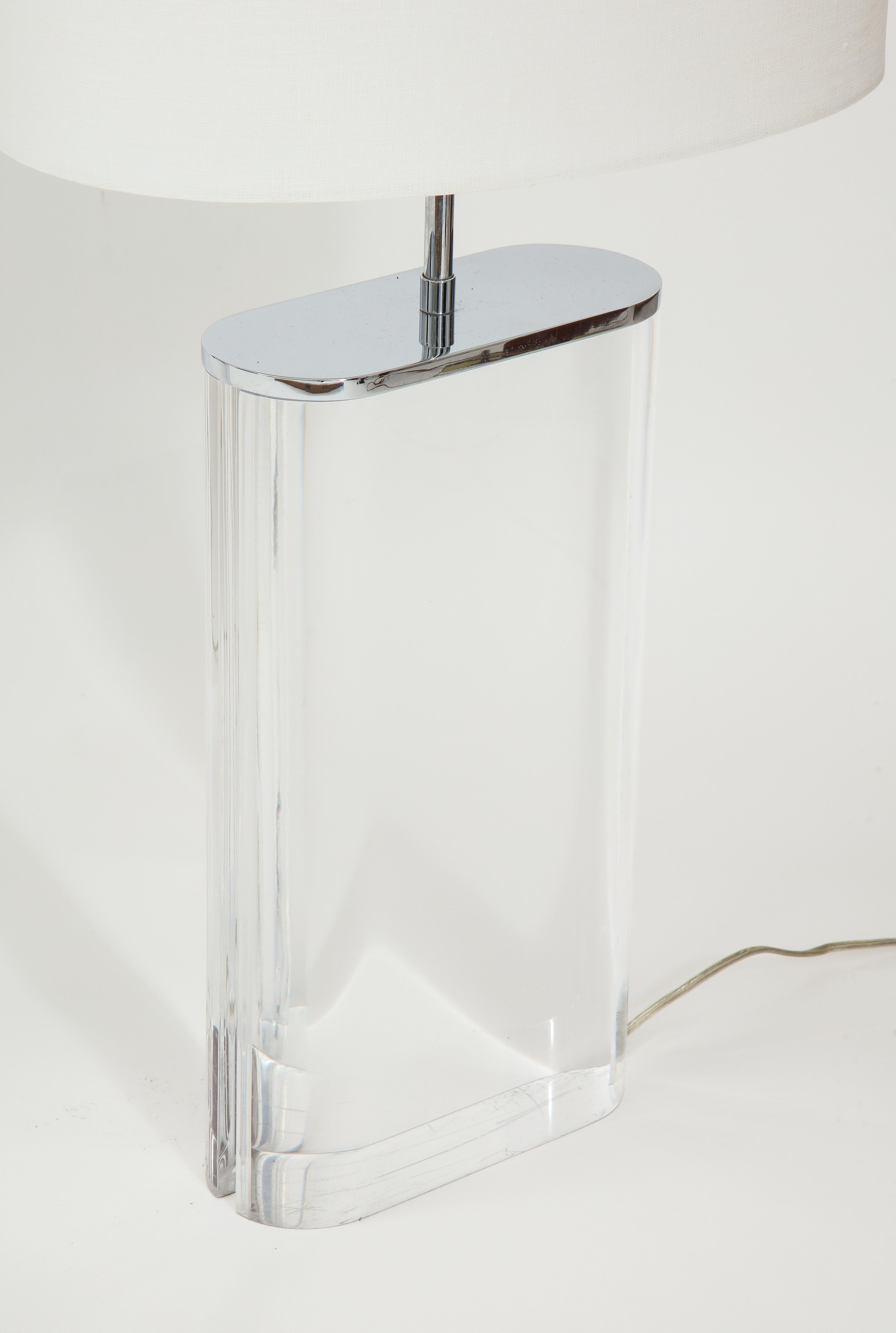 Pair of Karl Springer Large Lucite Table Lamps, circa 1982-1984 2