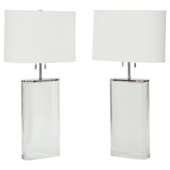 Pair of Karl Springer Large Lucite Table Lamps, circa 1982-1984