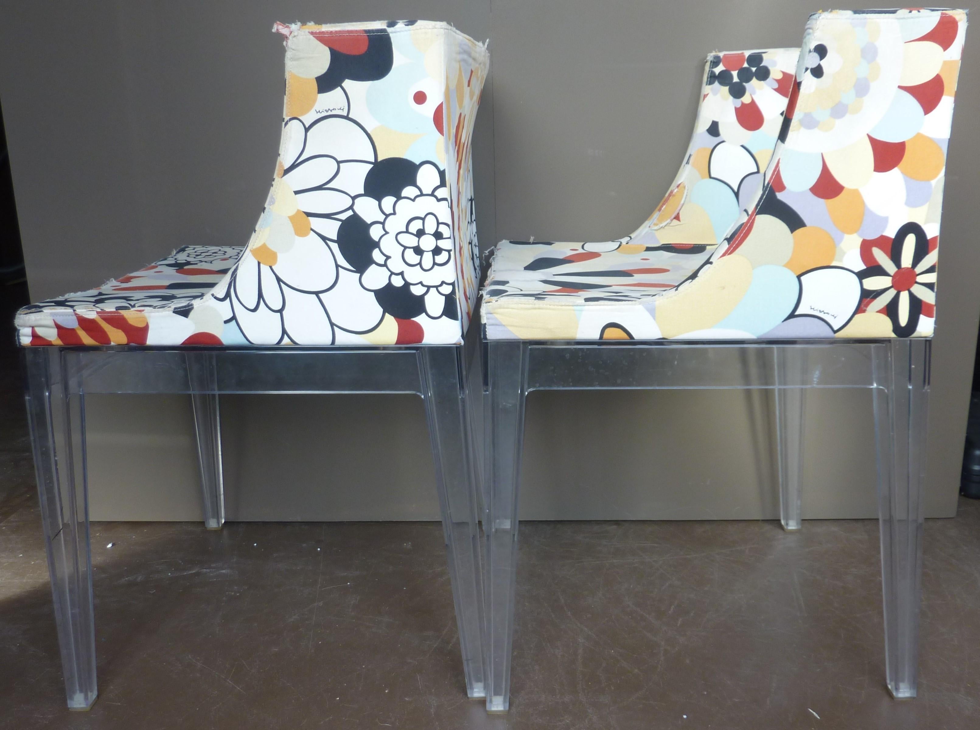 20th Century A Pair of Kartell Mademoissele ''À La Mode'' Missoni Chairs by Philippe Starck For Sale