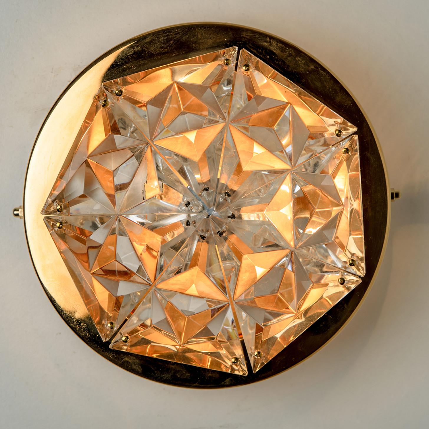 A Pair of Kinkeldey Gold-Plated Crystal Glass Wall light, Germany, 1970s For Sale 7