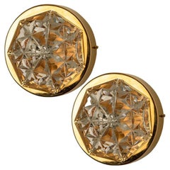 Vintage A Pair of Kinkeldey Gold-Plated Crystal Glass Wall light, Germany, 1970s