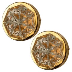 A Pair of Kinkeldey Gold-Plated Crystal Glass Wall light, Germany, 1970s