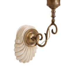 Pair of David Duncan Knife Pleat Sconces with Flared Pink Hurricane Shades