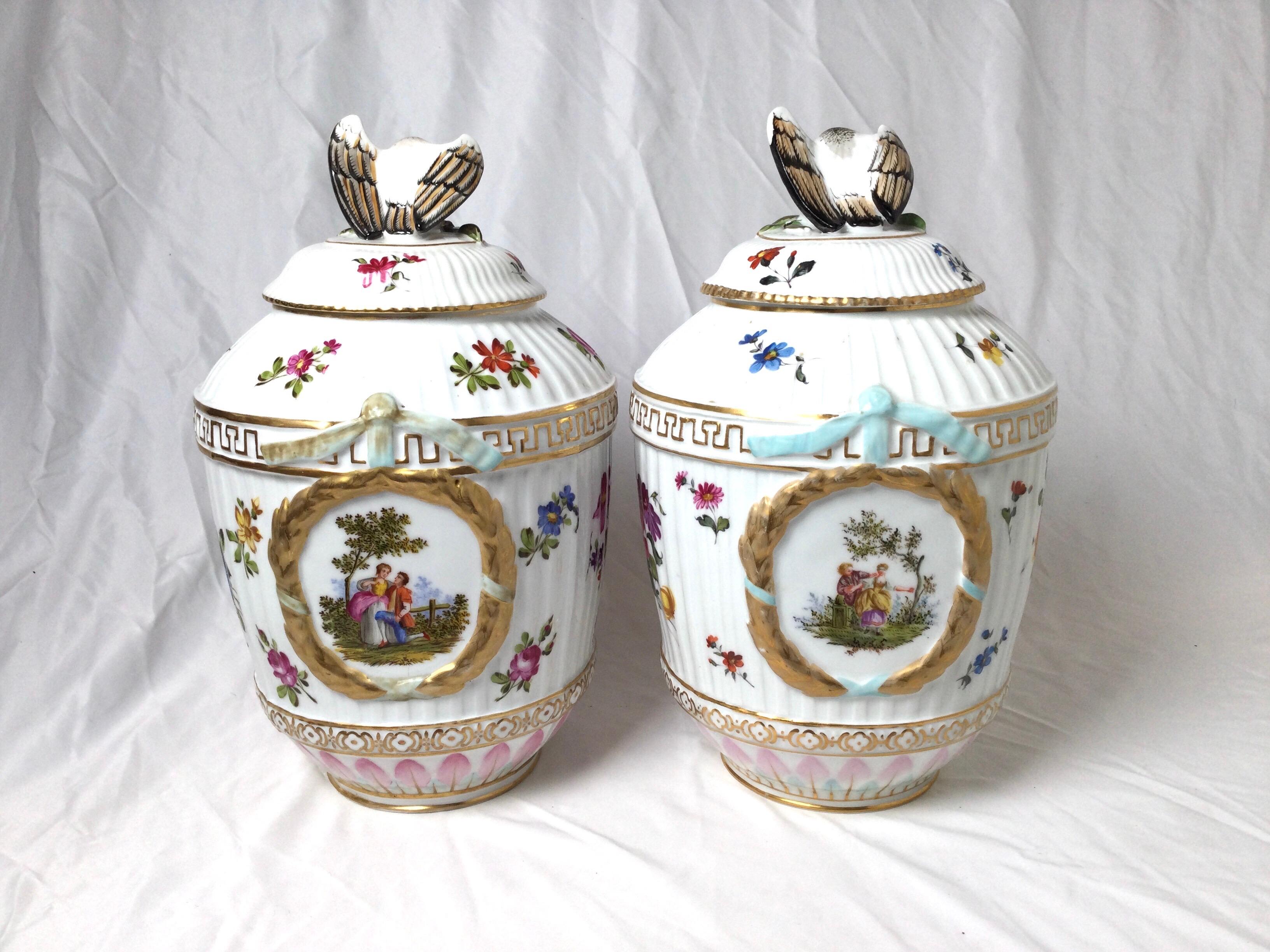 Pair of KPM Porcelain Covered Jars For Sale 2