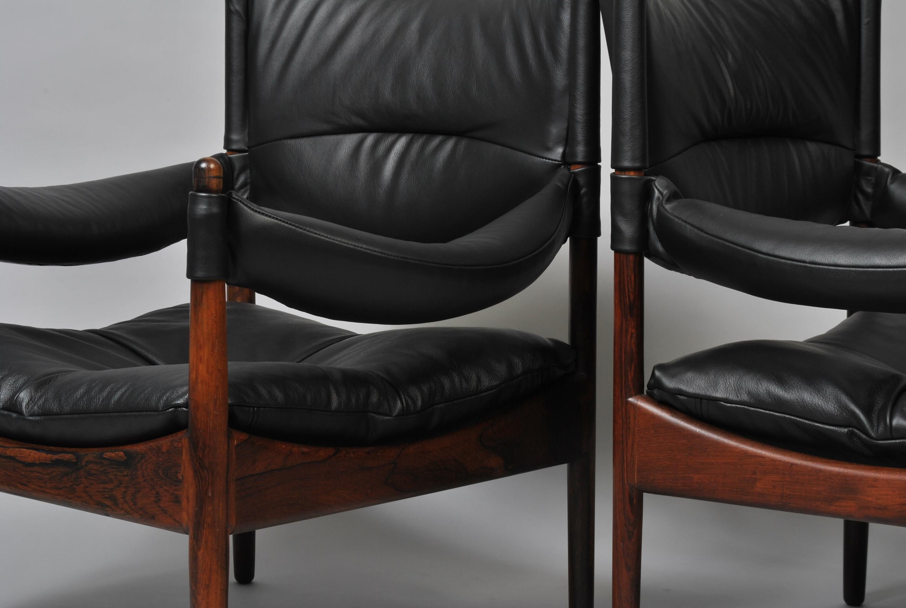Pair of Rosewood Lounge Chairs by Kristian Vedel, Fully Reupholstered 9