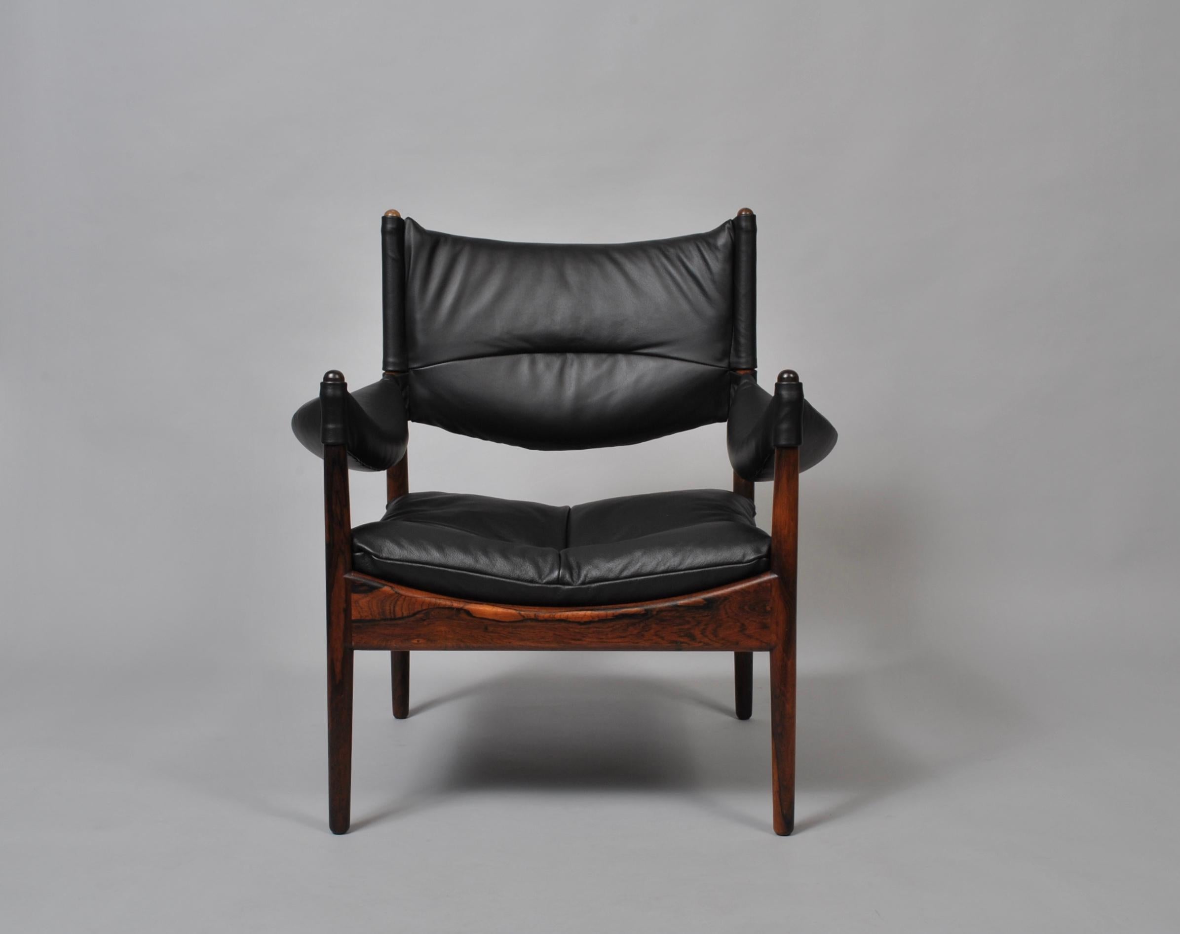 Mid-Century Modern Pair of Rosewood Lounge Chairs by Kristian Vedel, Fully Reupholstered