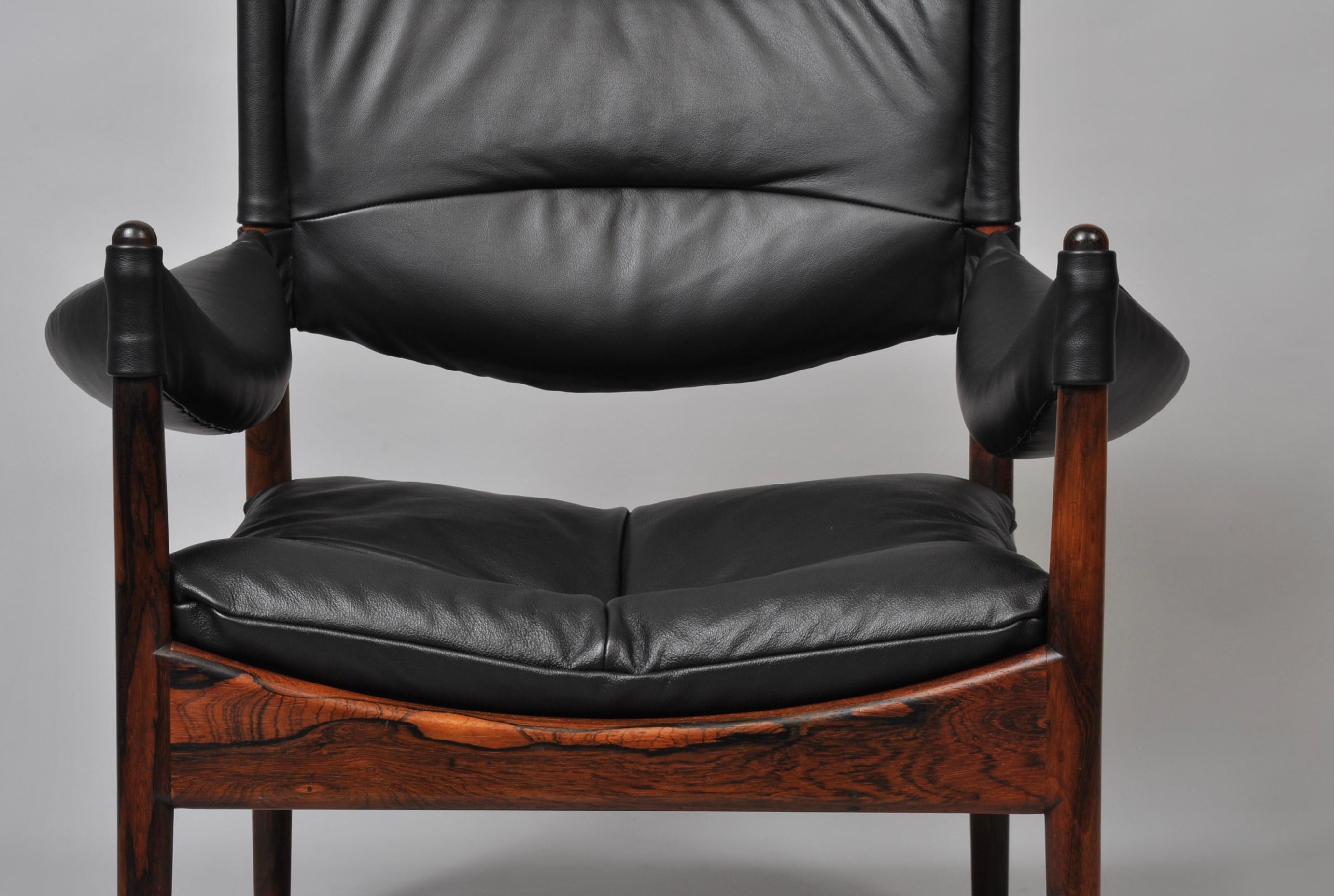 Danish Pair of Rosewood Lounge Chairs by Kristian Vedel, Fully Reupholstered