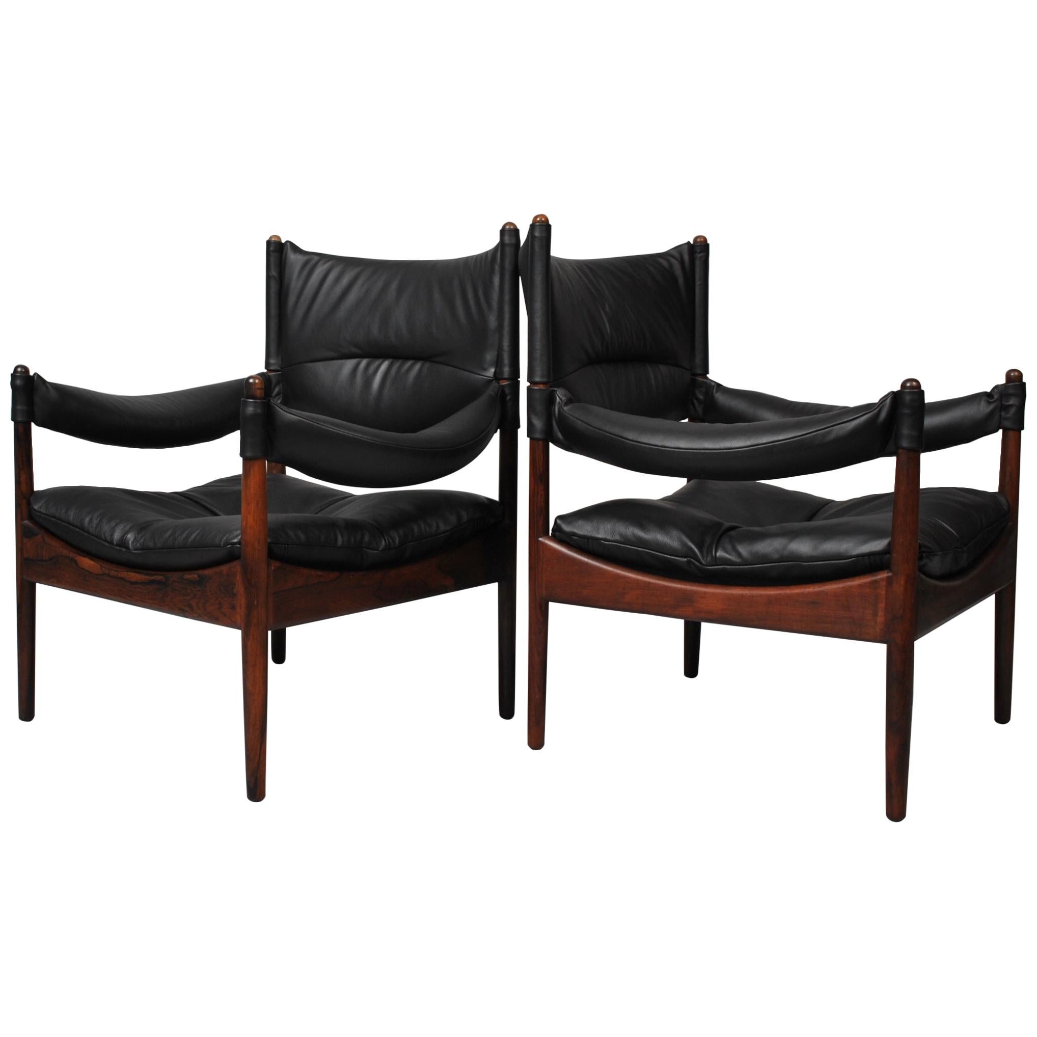 Pair of Rosewood Lounge Chairs by Kristian Vedel, Fully Reupholstered