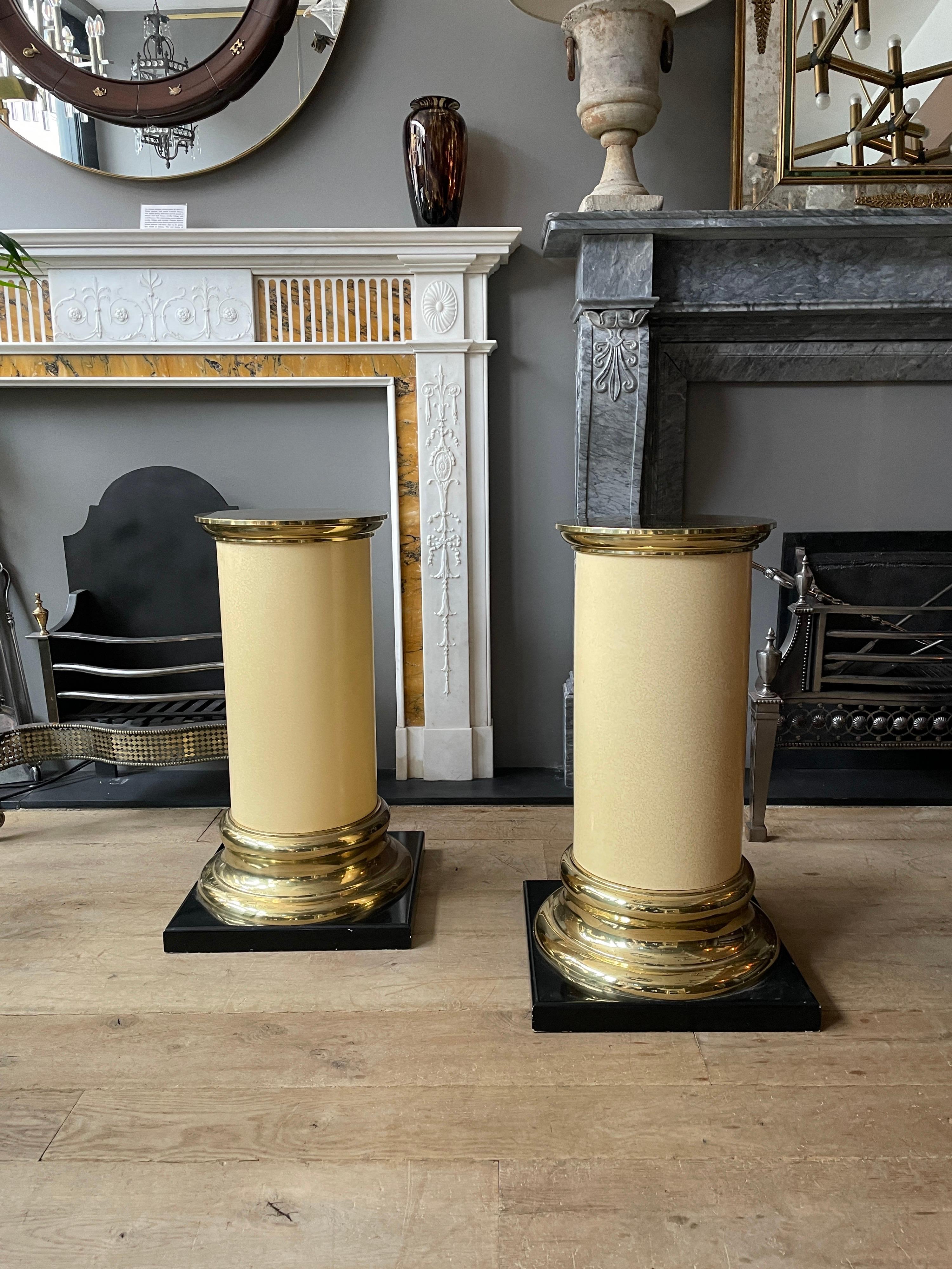 Pair of Lacquered and Brass Pedestals For Sale 4