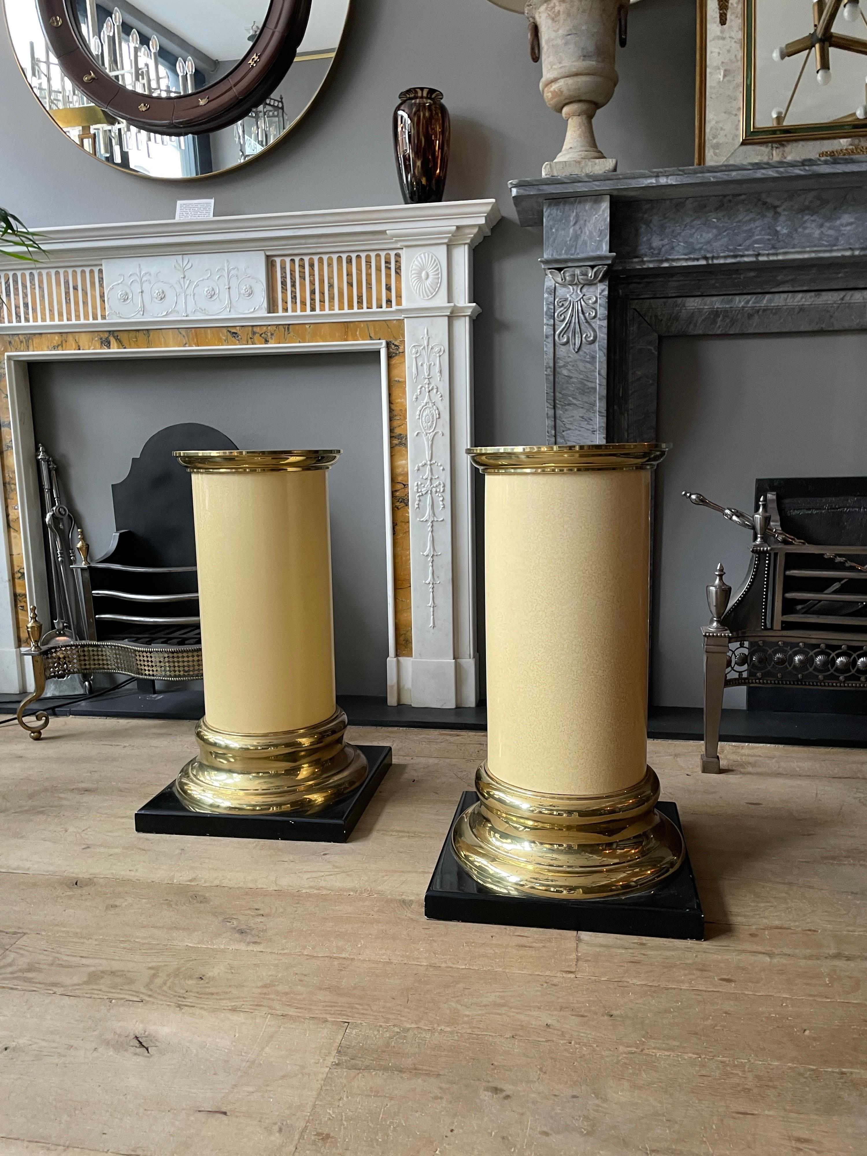 Pair of Lacquered and Brass Pedestals For Sale 5