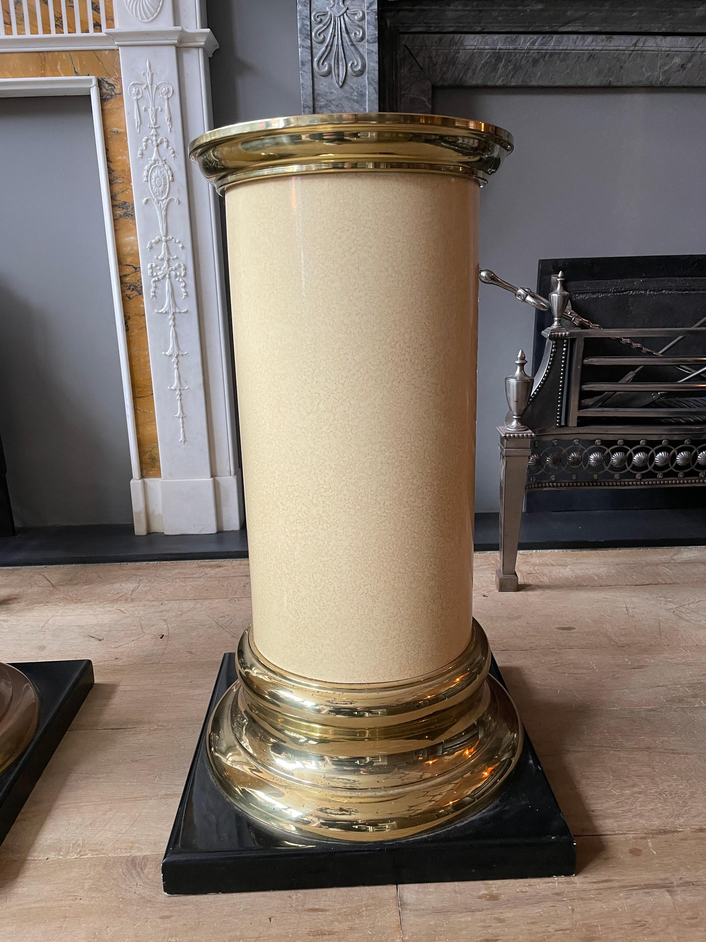 Pair of Lacquered and Brass Pedestals For Sale 1