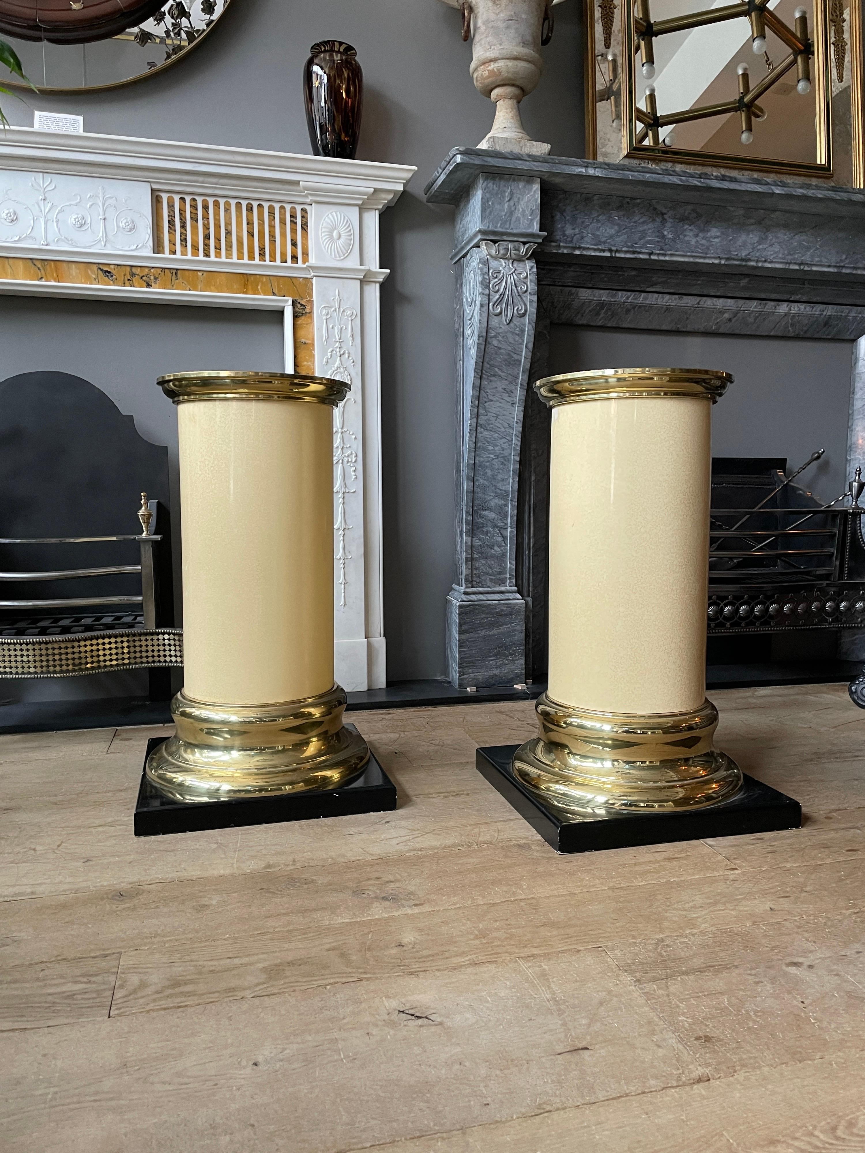 Pair of Lacquered and Brass Pedestals For Sale 2