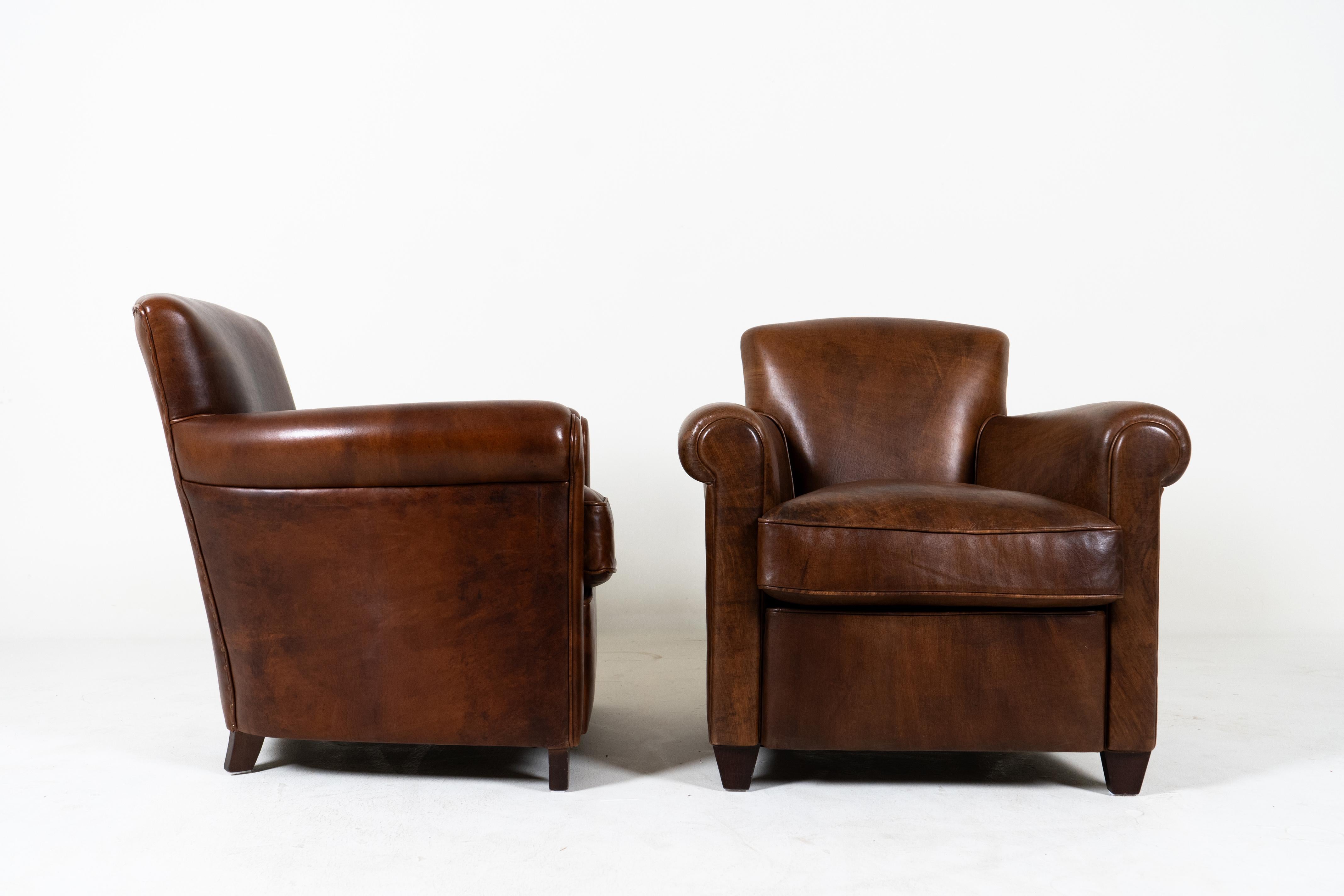 French A Pair of Lamb Leather Chairs, France Newly Made For Sale