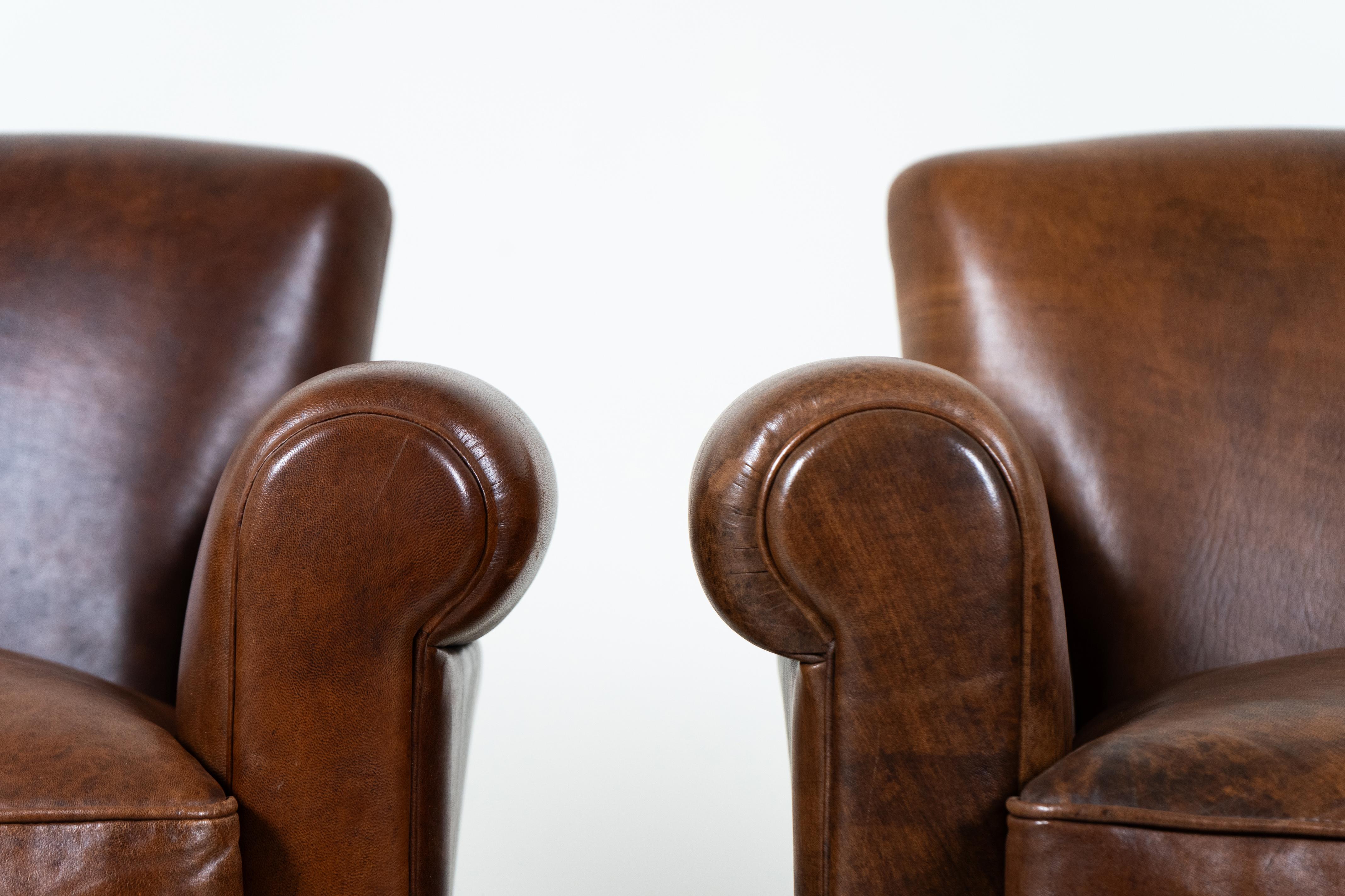 Lambskin A Pair of Lamb Leather Chairs, France Newly Made For Sale
