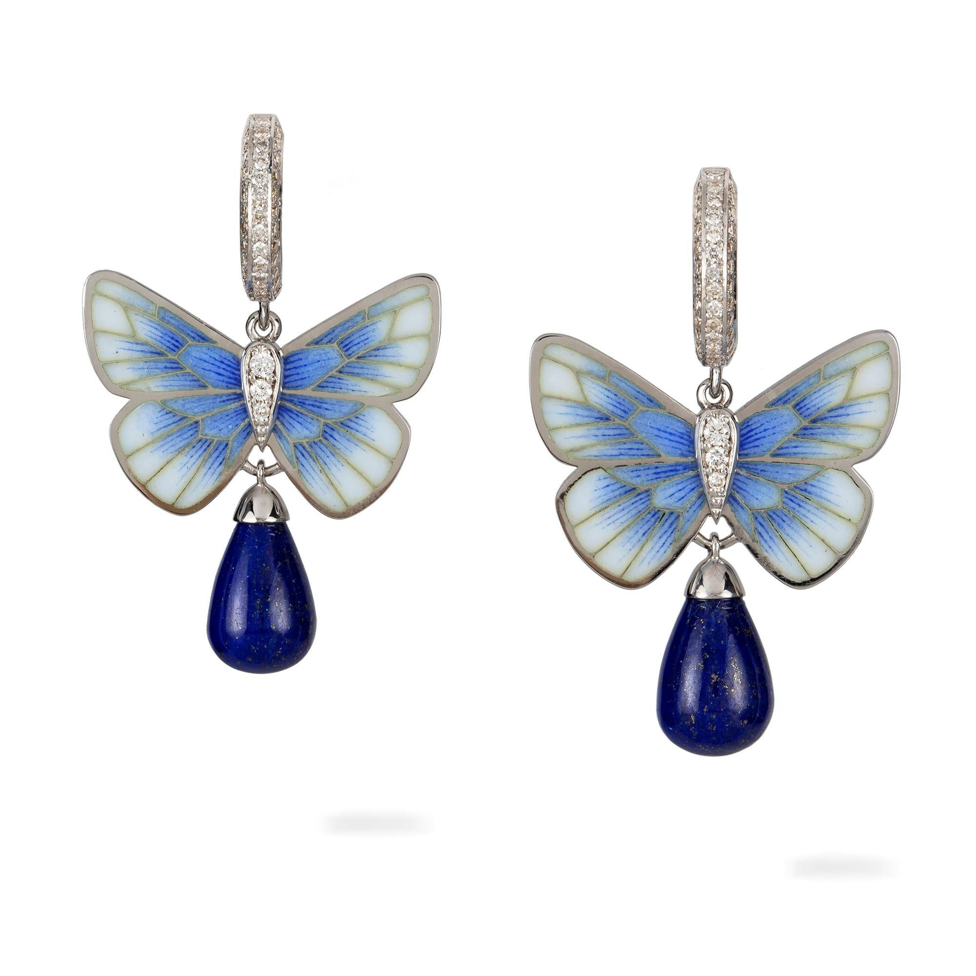 Contemporary A Pair of Lapis Butterfly Earrings by Ilgiz F For Sale