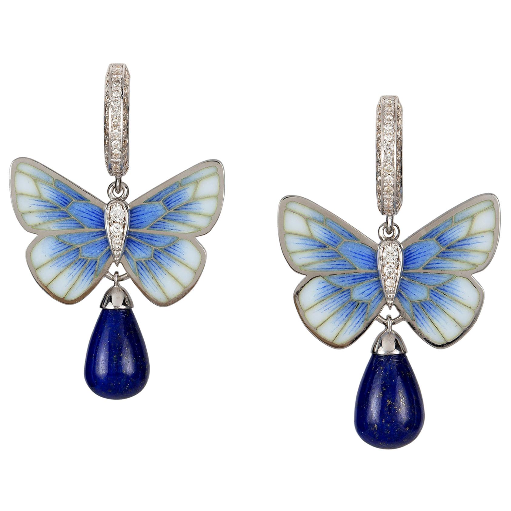 Paire de boucles d'oreilles papillon en lapis par Ilgiz F