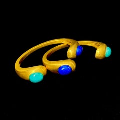 A Pair of Lapis Lazuli & Amazonite 'Bawa' Cuffs