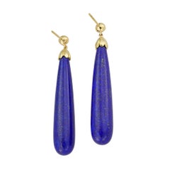 A pair of lapis lazuli drop earrings