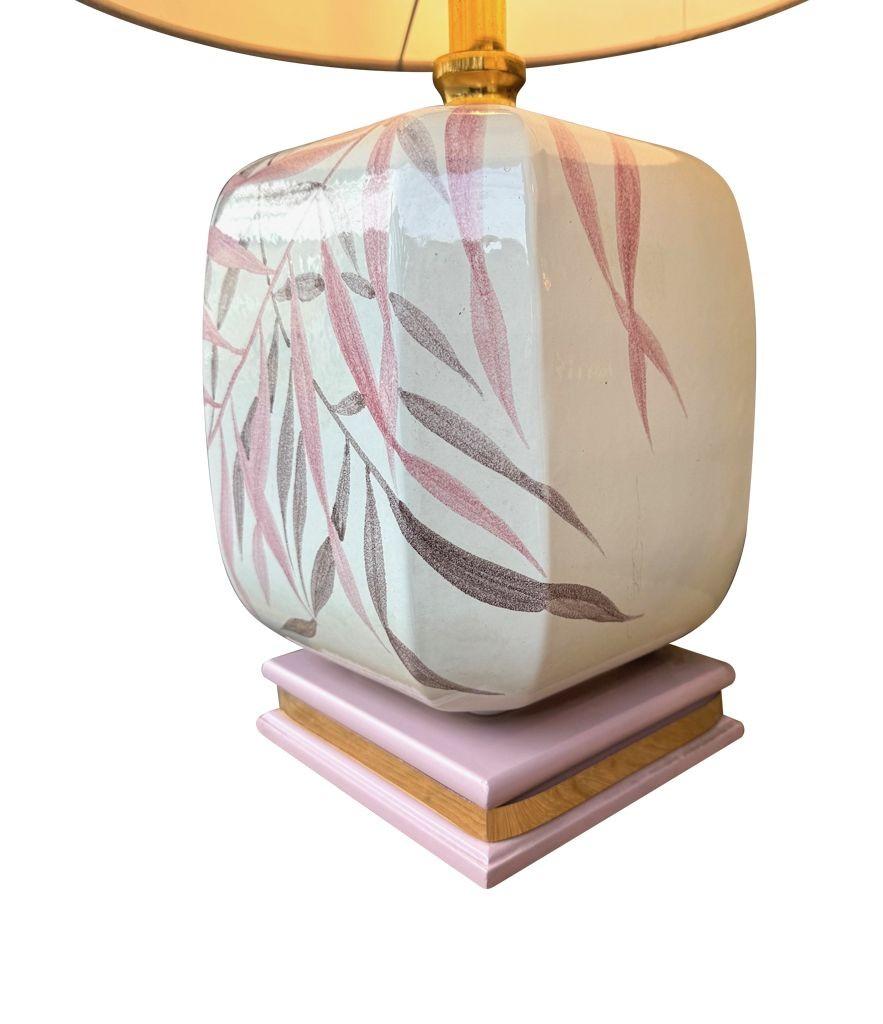 Fine XX secolo Coppia di grandi lampade in ceramica dipinta degli anni '70 di Ugo Zaccanini per Maison Lancel in vendita