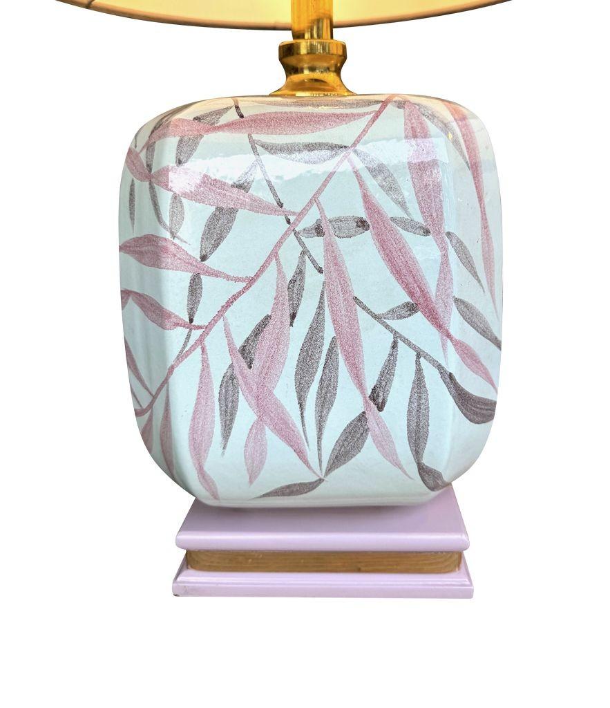 Coppia di grandi lampade in ceramica dipinta degli anni '70 di Ugo Zaccanini per Maison Lancel in vendita 3