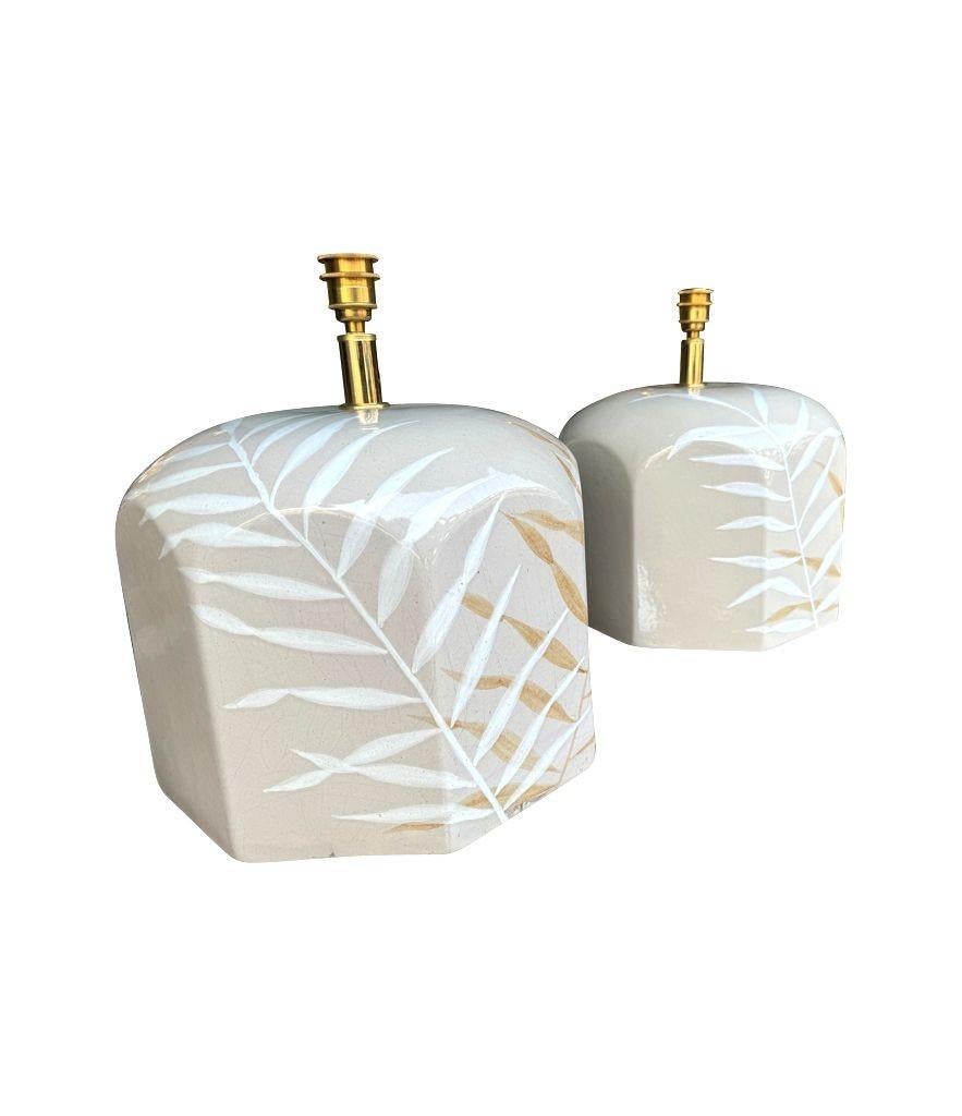 Paire de grandes lampes en céramique peintes à la main par le céramiste Ugo Zaccanini, des années 1970 en vente 9