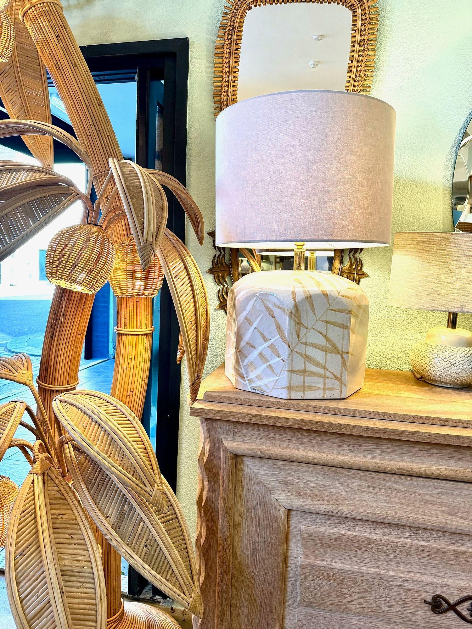 Paire de grandes lampes en céramique peintes à la main par le céramiste Ugo Zaccanini, des années 1970 en vente 12