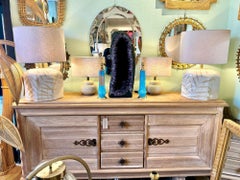 A pair of large 1970s hand painted ceramic lamps by ceramacist Ugo Zaccanini