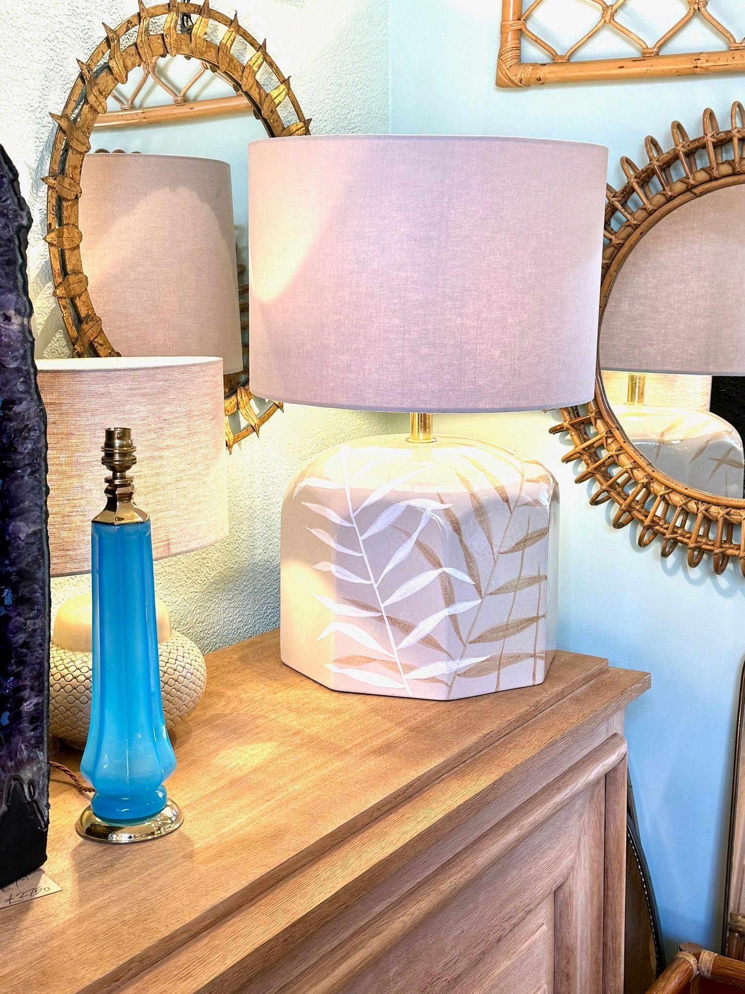 Paire de grandes lampes en céramique peintes à la main par le céramiste Ugo Zaccanini, des années 1970 en vente 3