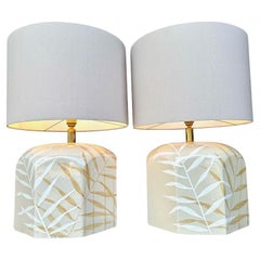 A pair of large 1970s hand painted ceramic lamps by ceramacist Ugo Zaccanini