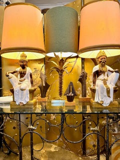 A pair of large 1970s Italian ceramic lamps by Ugo Zaccagnini Florence Italy