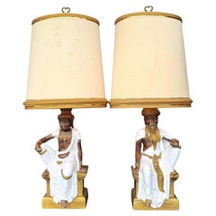 Coppia di grandi lampade in ceramica italiana degli anni '70 di Ugo Zaccagnini Firenze Italia