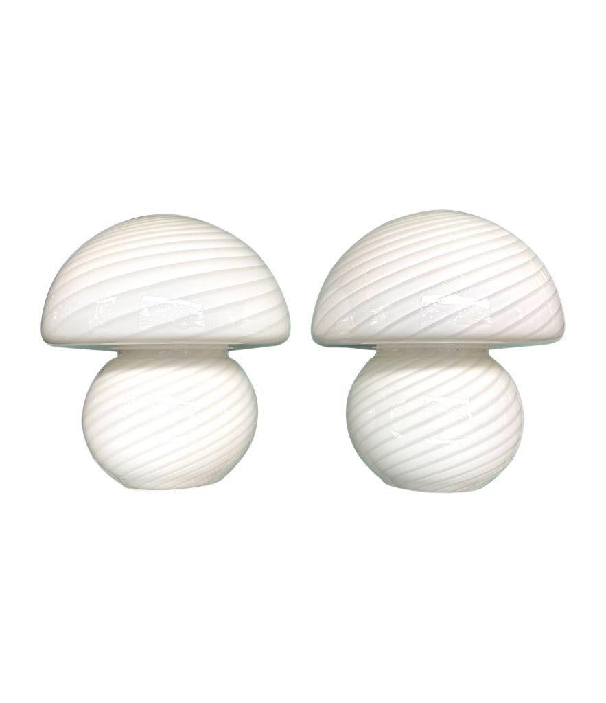 Mid-Century Modern A pair of large 1970s mushroom lamps by Venini
